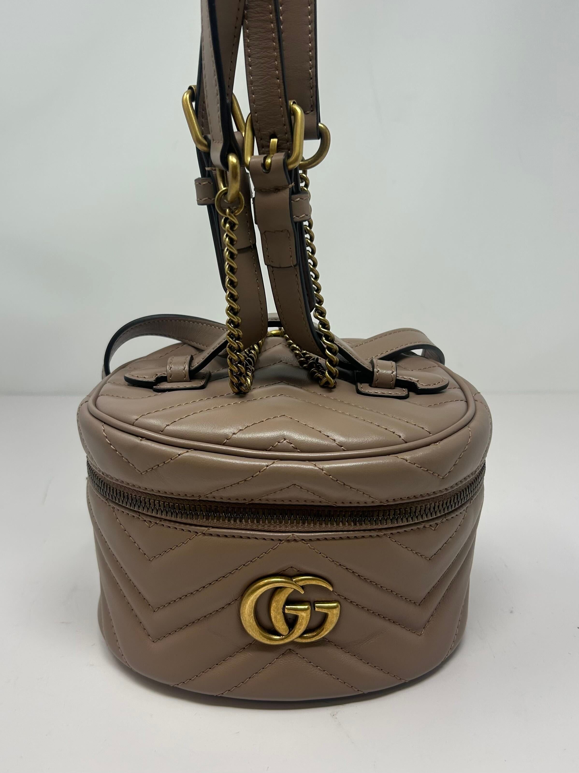 Mini GG Marmont Round Backpack, Matelasse Chevron — view 2