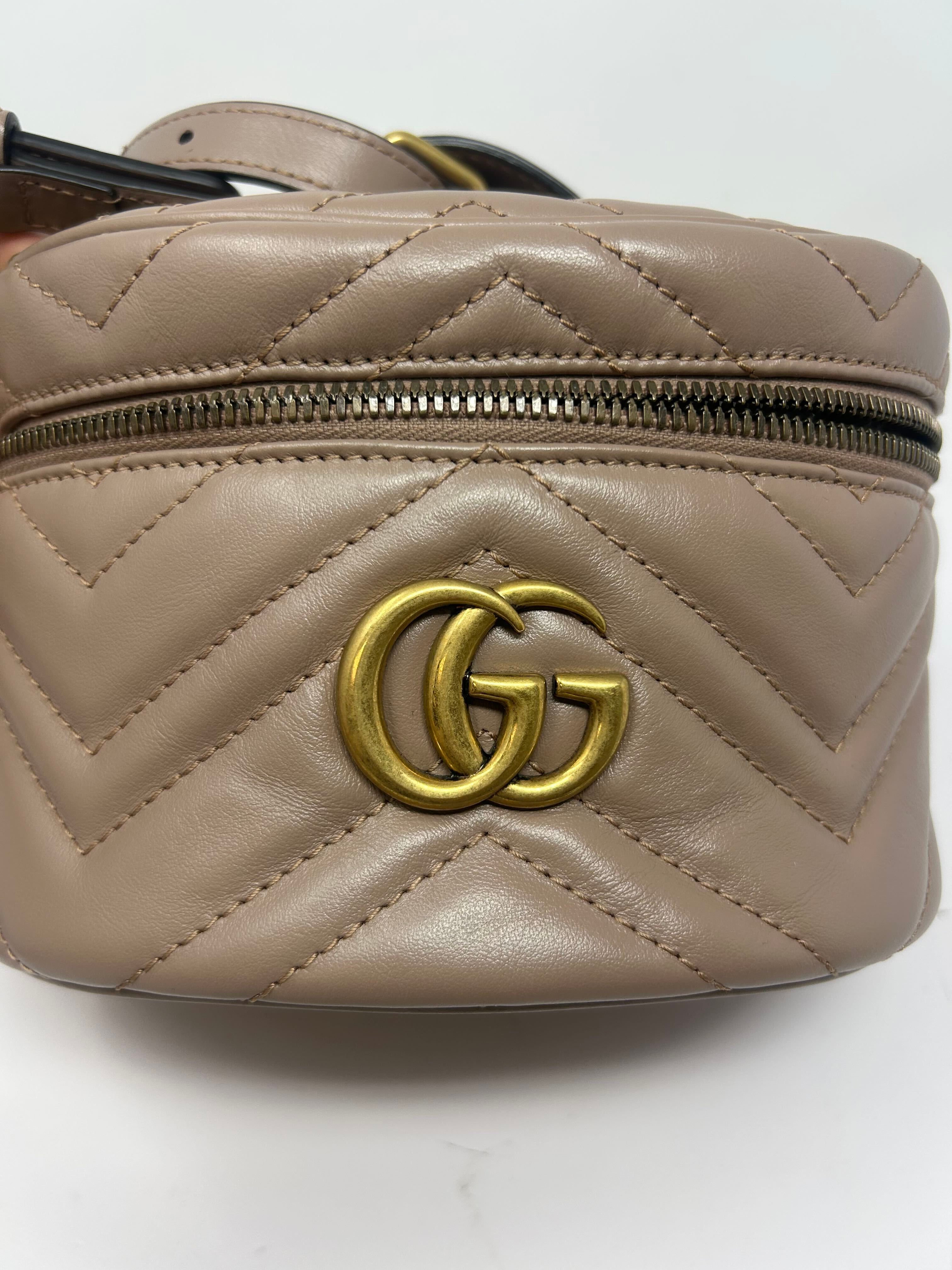 Mini GG Marmont Round Backpack, Matelasse Chevron — view 3