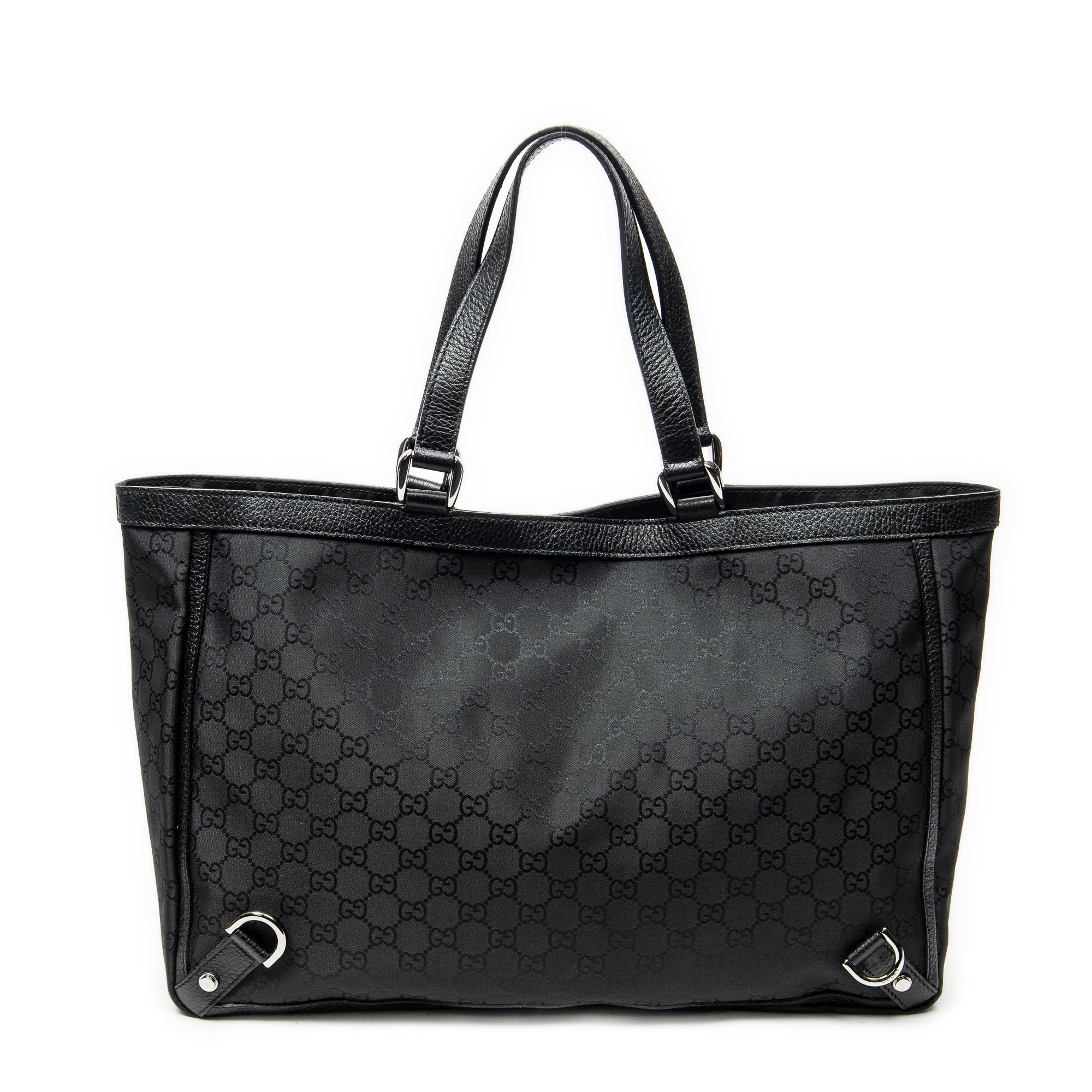 Large Abbey D-Ring Tote Black Monogrammed Nylon Canvas Silver — view 5
