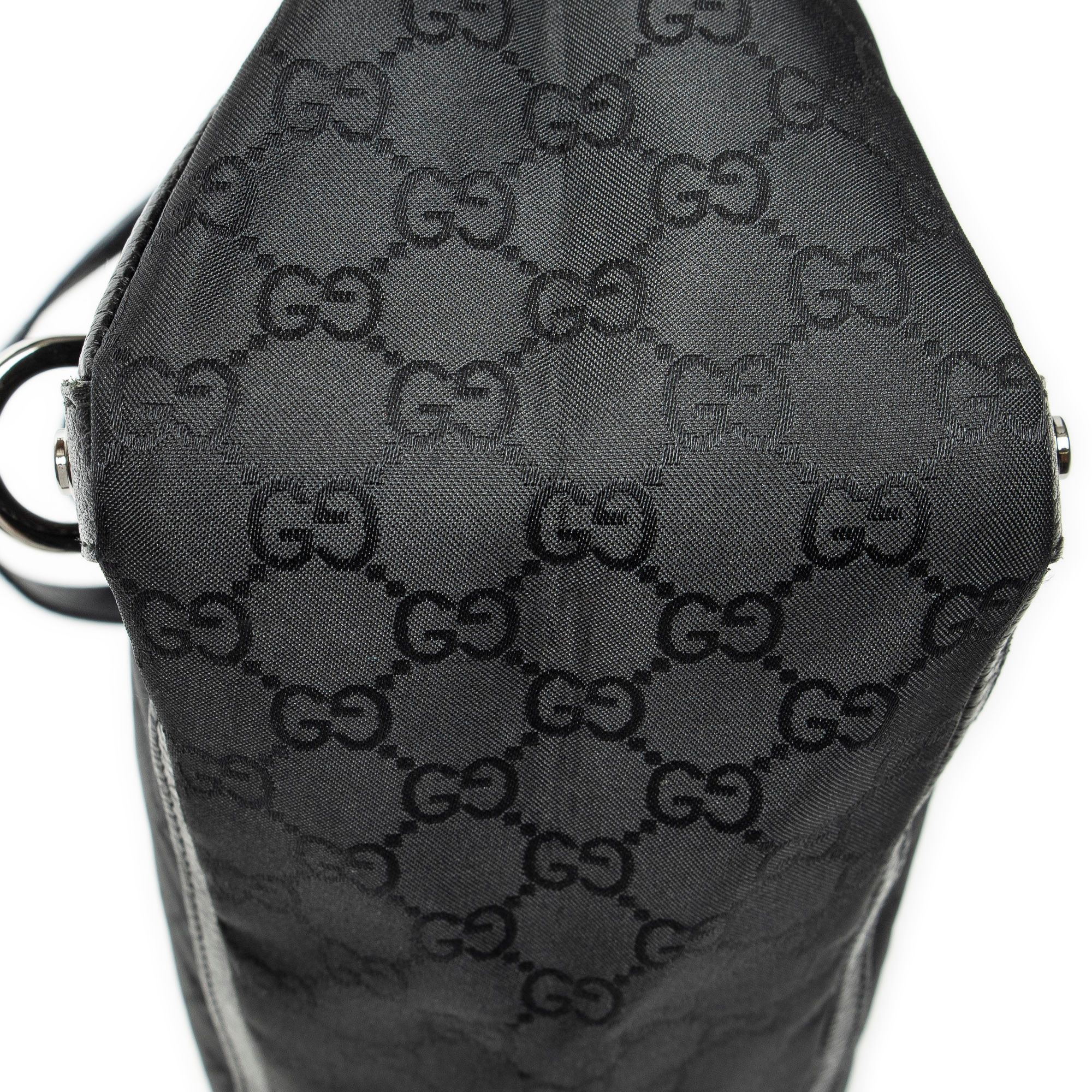 Large Abbey D-Ring Tote Black Monogrammed Nylon Canvas Silver — view 7
