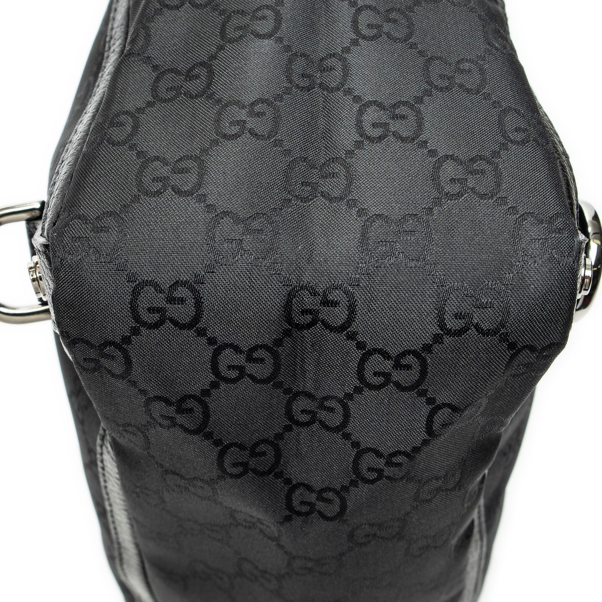 Large Abbey D-Ring Tote Black Monogrammed Nylon Canvas Silver — view 8