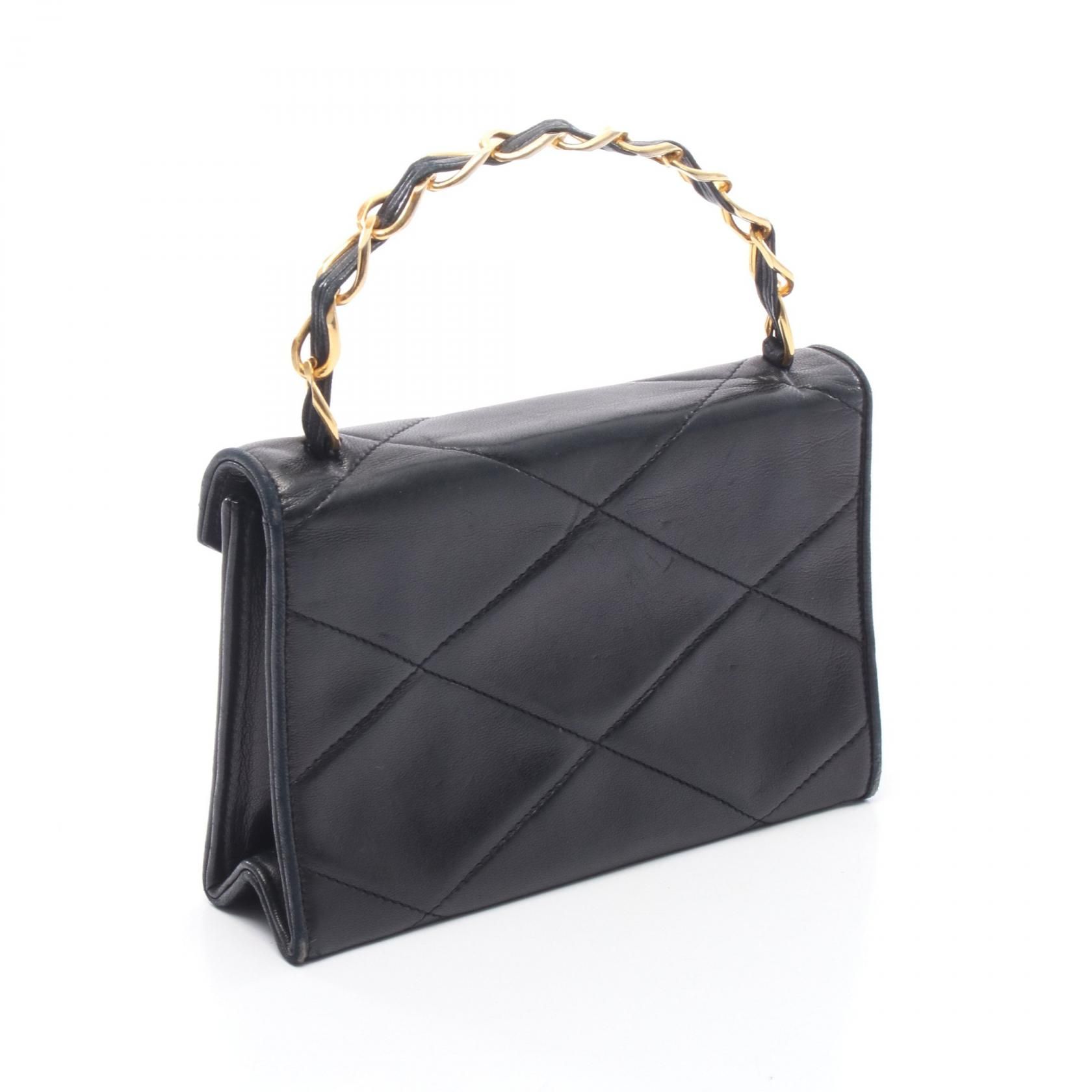 Black Coco Mark Diamond Stitch Handbag Lambskin (sheep Leather) — view 2