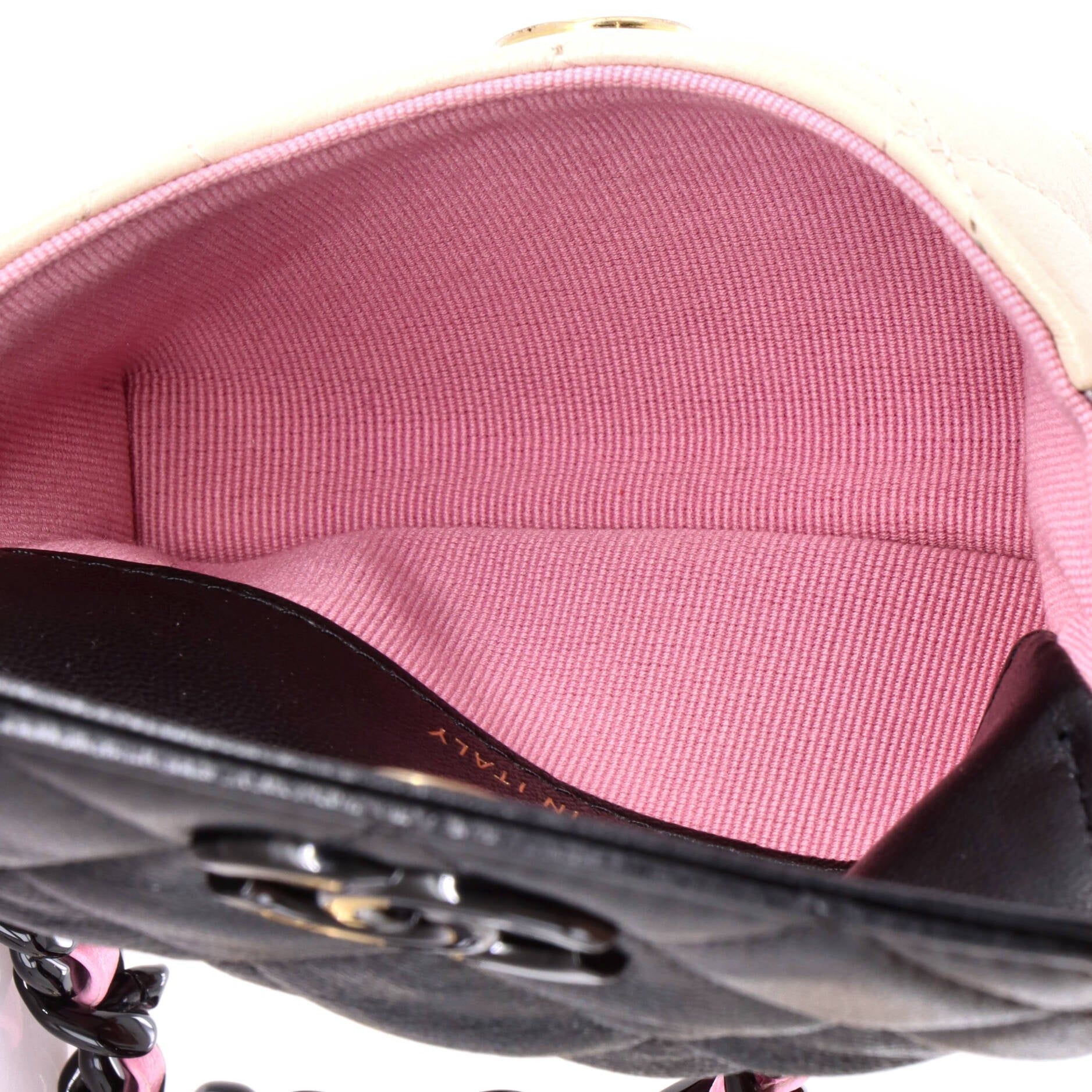 Cc Flap Card Holder Resin Chain Belt Bag Quilted Lambskin — view 5