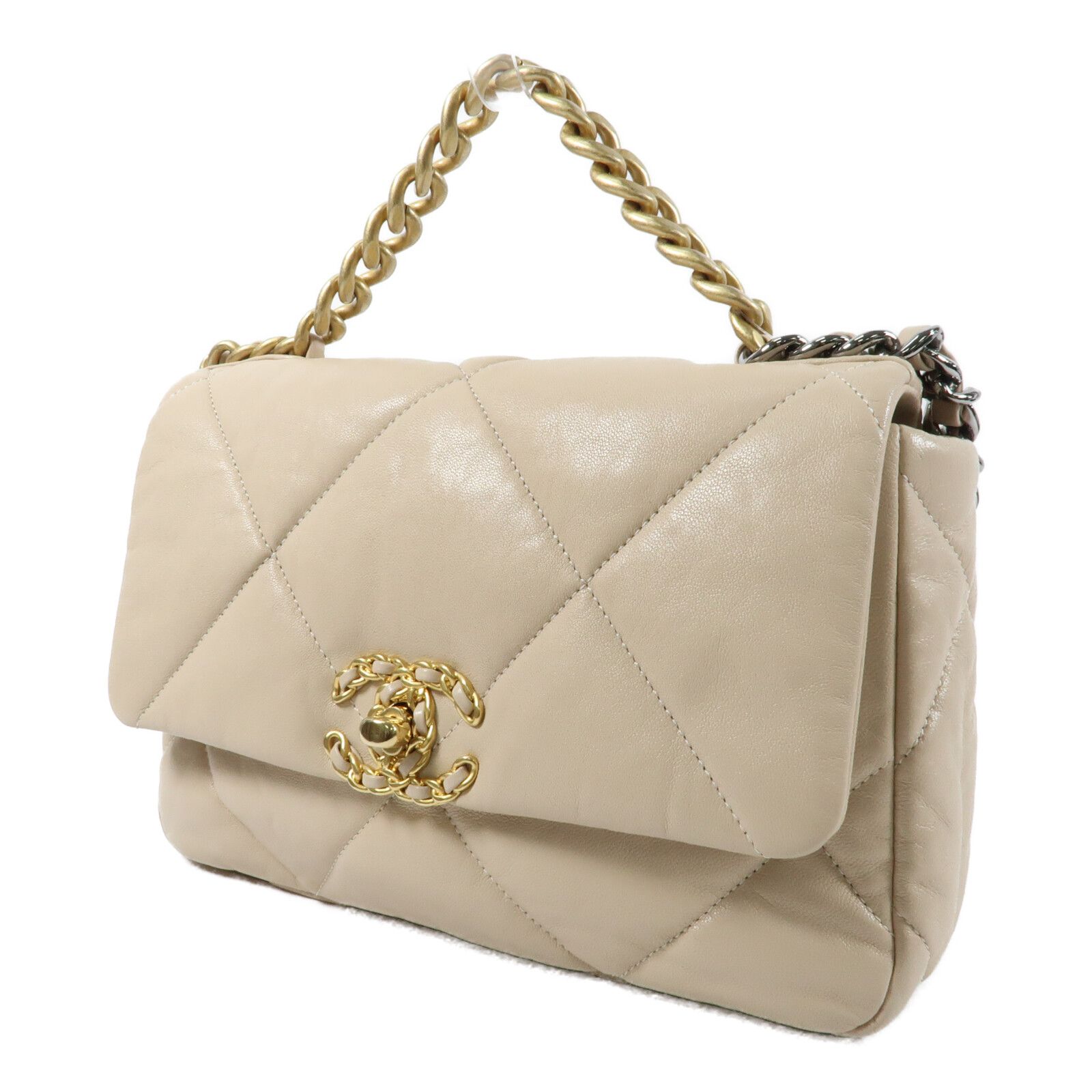 Beige Sheepskin Leather C 19 Small Hand-turned Shoulder And Back Bag 2way Shoulder Bag Lambskin (sheep Leath — view 3