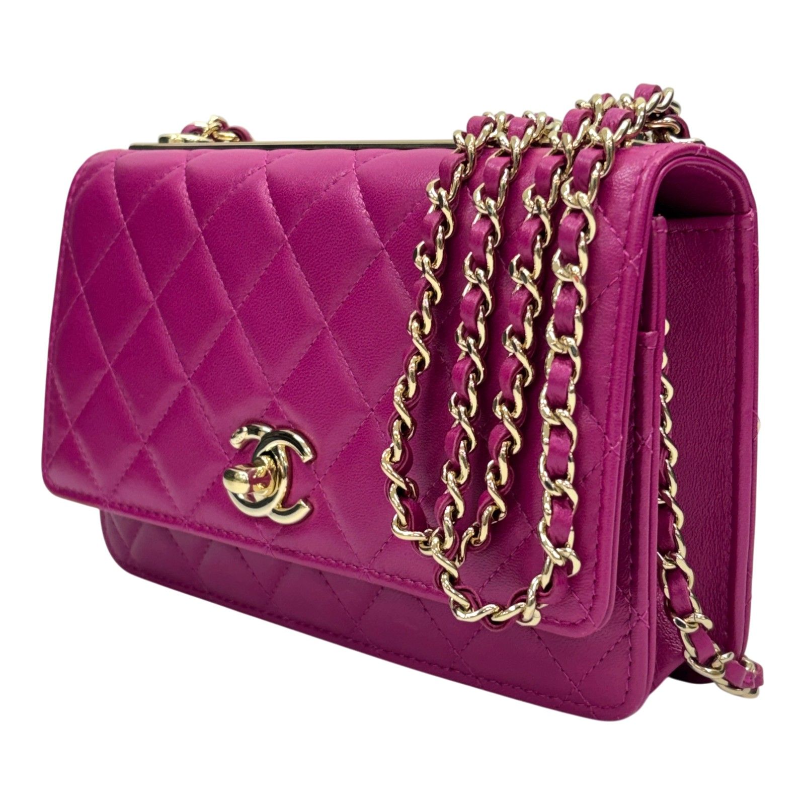 Trendy Cc Woc Wallet On Chain Shoulder Bag Pink Quilted Lambskin — view 2