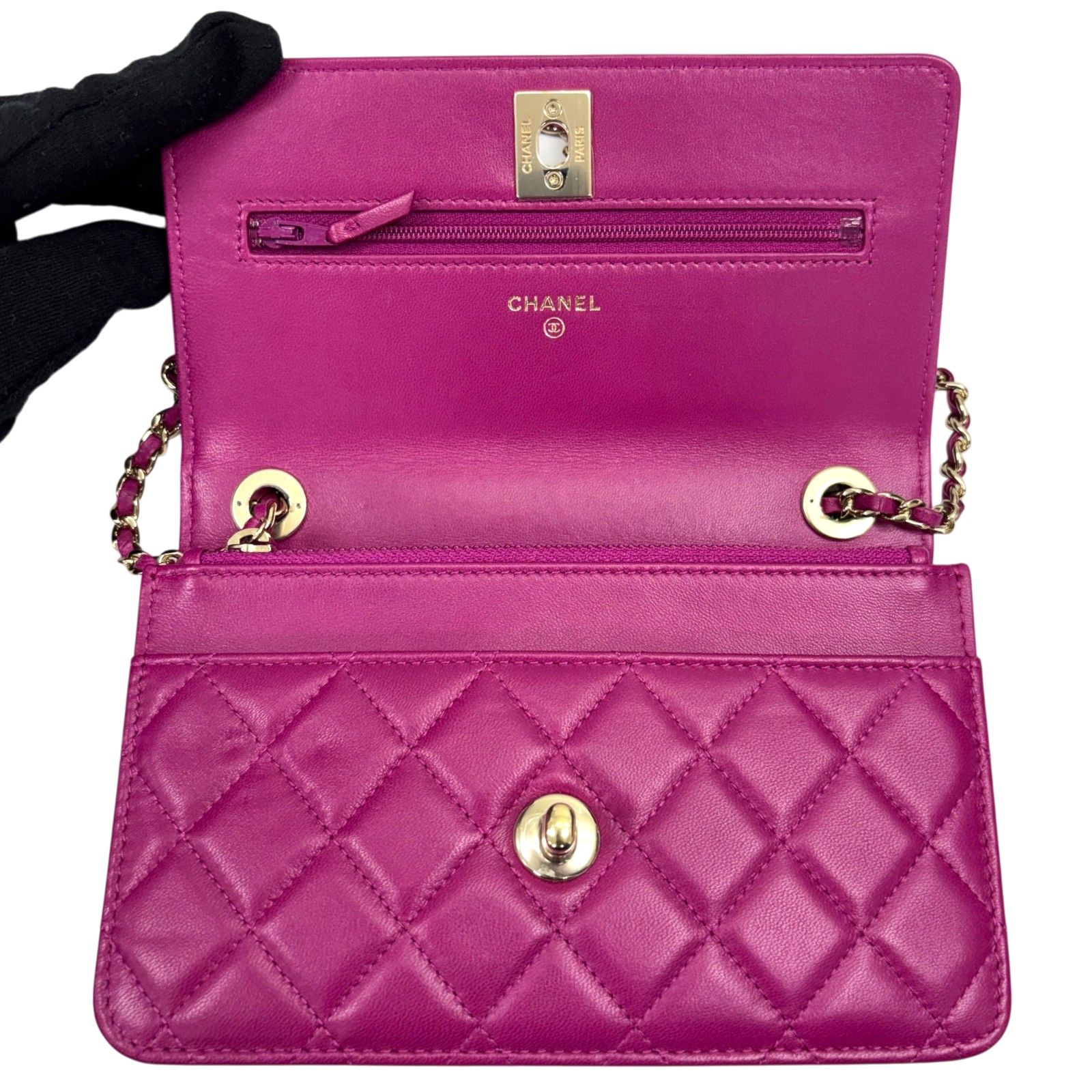 Trendy Cc Woc Wallet On Chain Shoulder Bag Pink Quilted Lambskin — view 5
