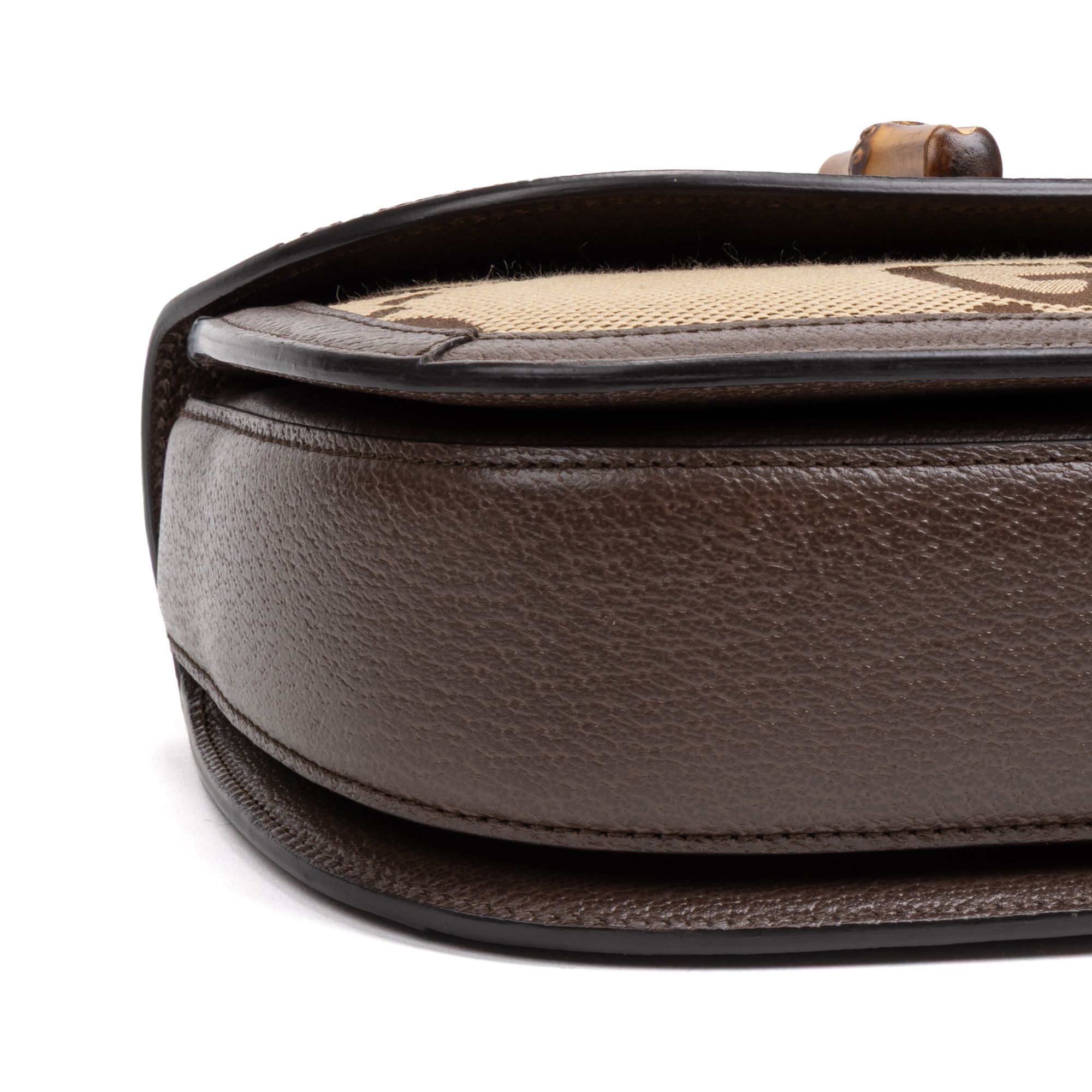 Small Bamboo Top Handle  Beige/Dark Brown  Jumbo GG Gold — view 7