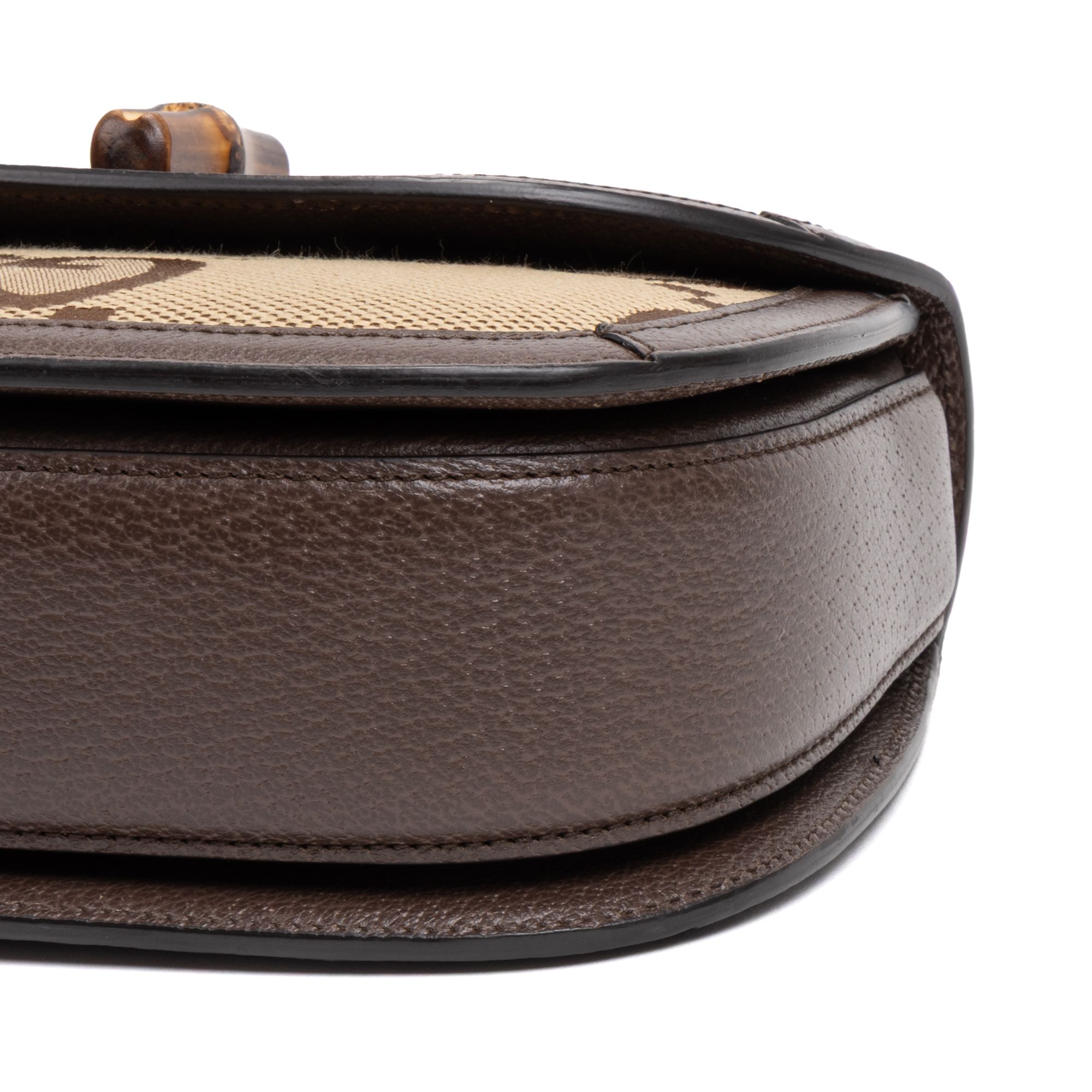 Small Bamboo Top Handle  Beige/Dark Brown  Jumbo GG Gold — view 8