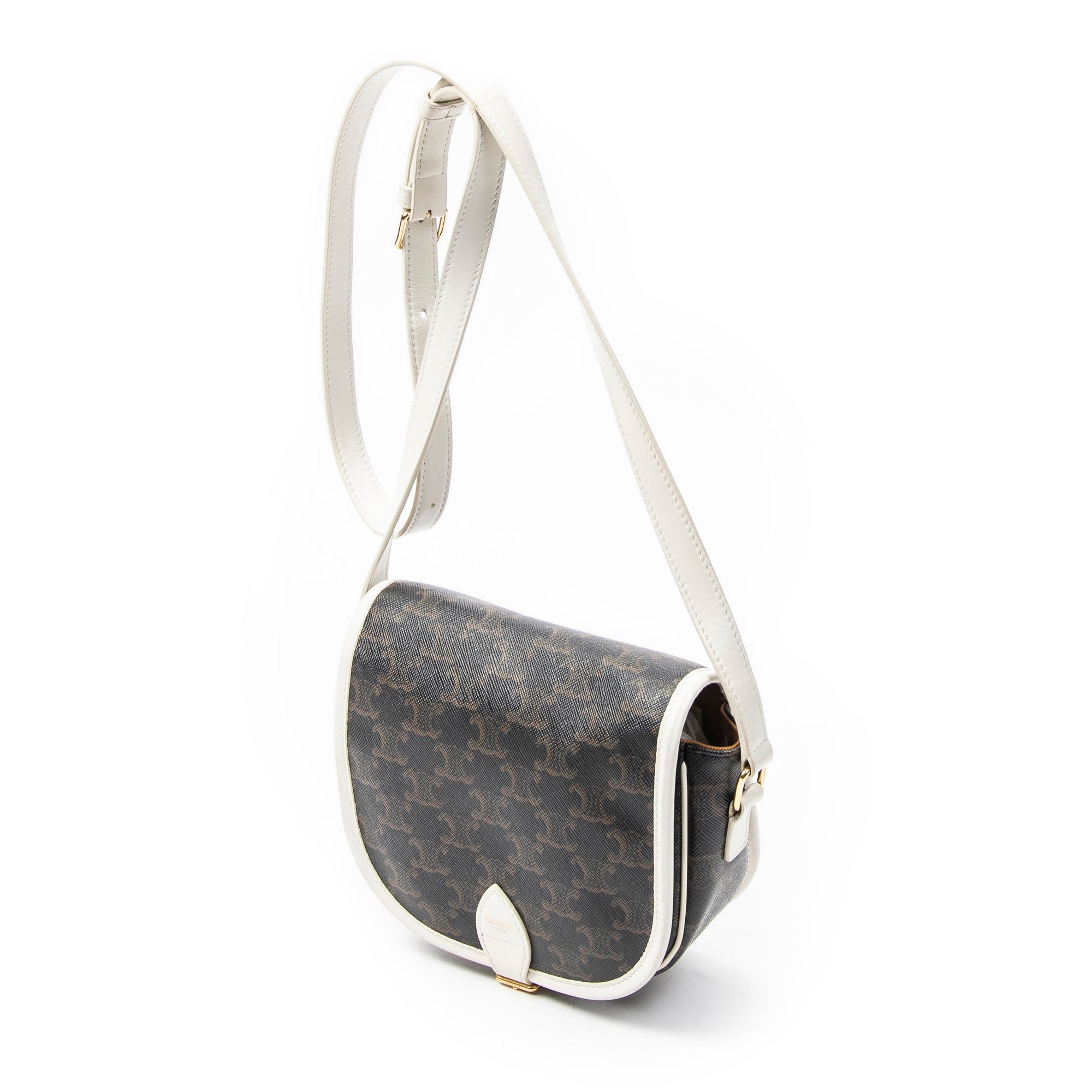Medium Folco White/Brown/Black Triomphe Coated Canvas Gold — view 2