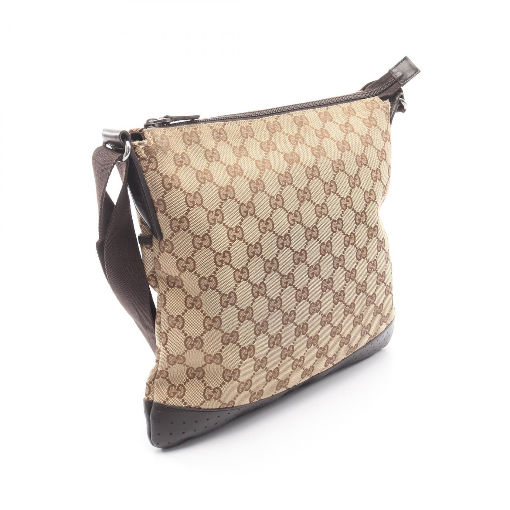 Small Perforated Flat Messenger, GG Canvas — view 2