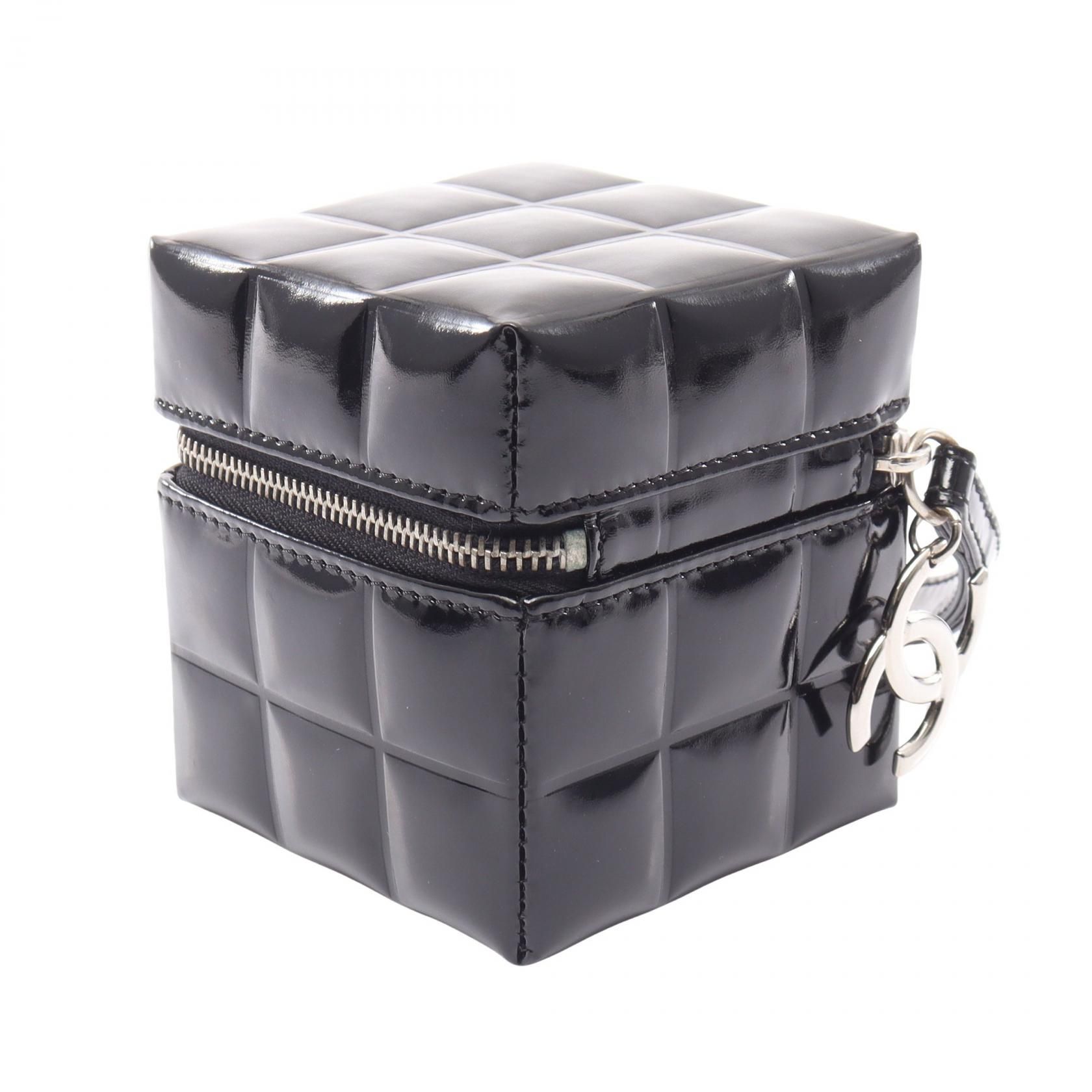 Black Patent Leather Chocolate Bar Cube Pouch — view 2