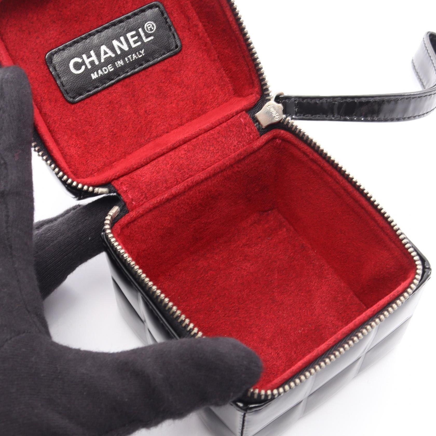 Black Patent Leather Chocolate Bar Cube Pouch — view 3