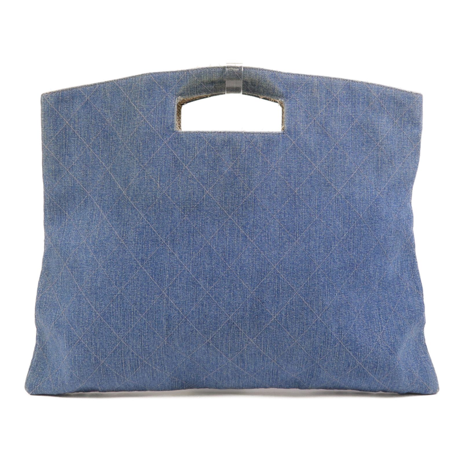 Denim Diamond Quilted Foldover Clutch — view 2