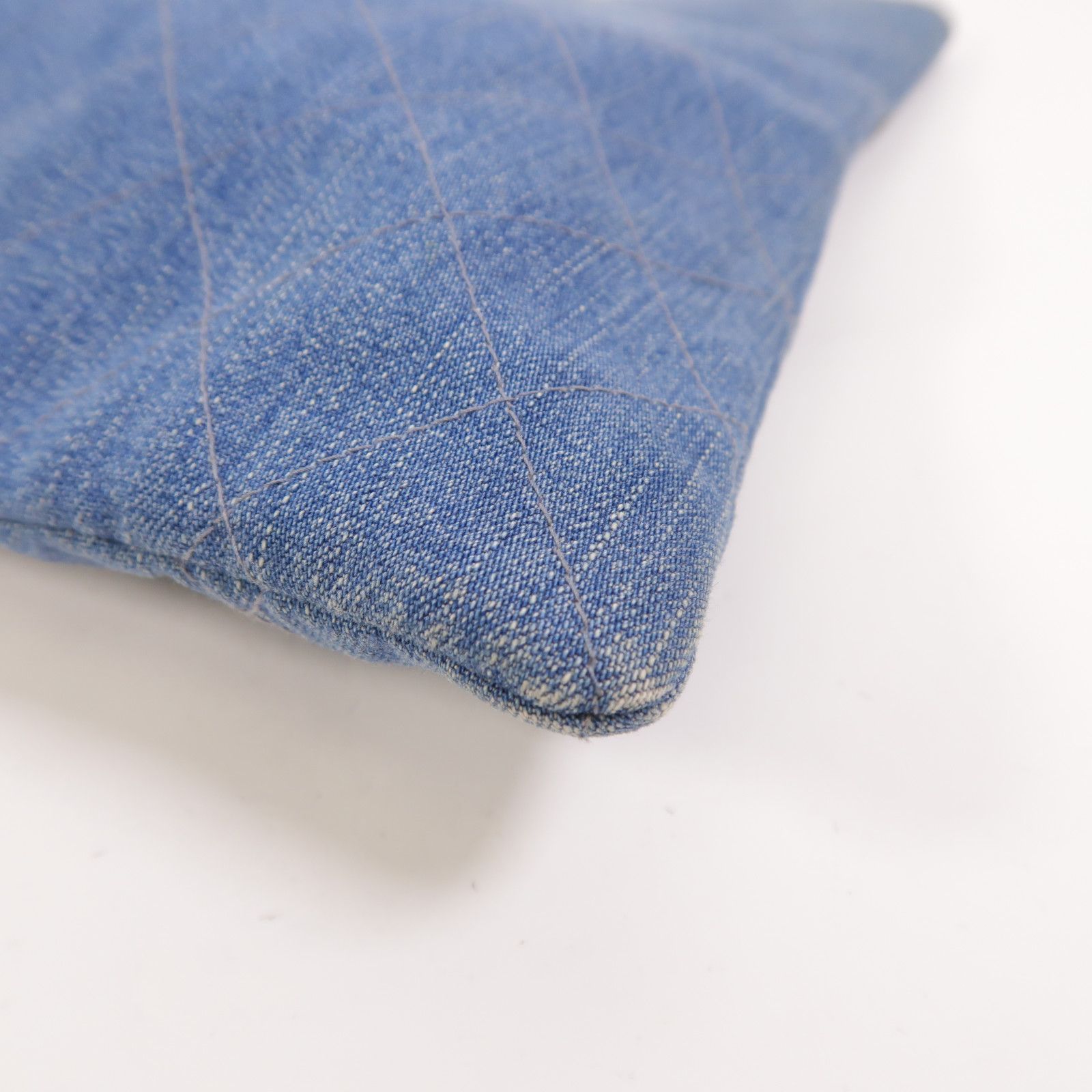 Denim Diamond Quilted Foldover Clutch — view 11