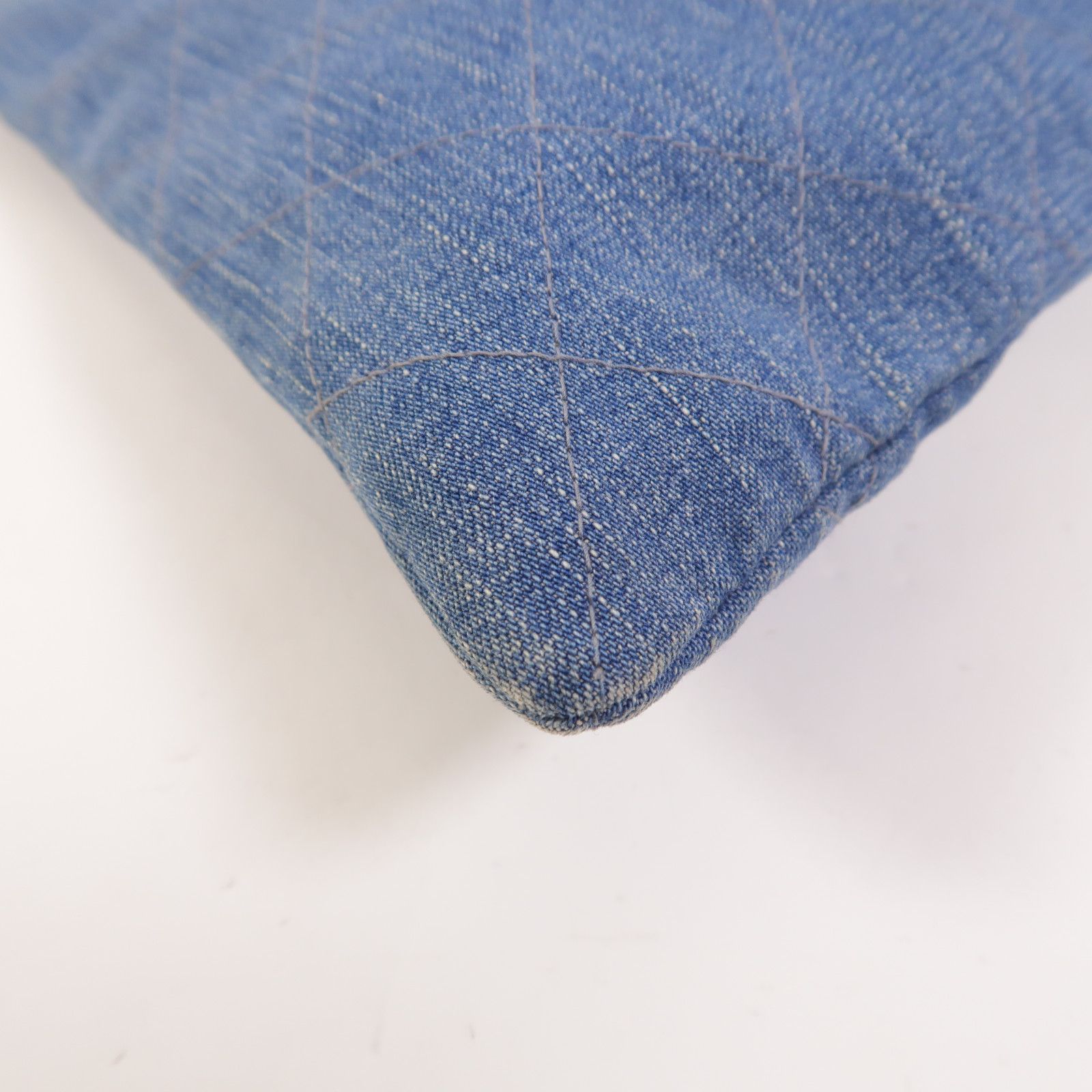 Denim Diamond Quilted Foldover Clutch — view 14