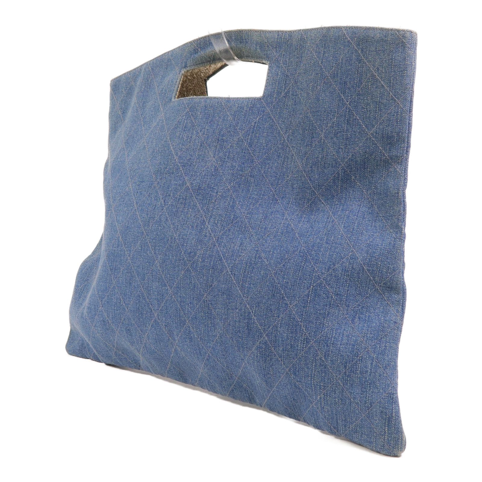 Denim Diamond Quilted Foldover Clutch — view 3