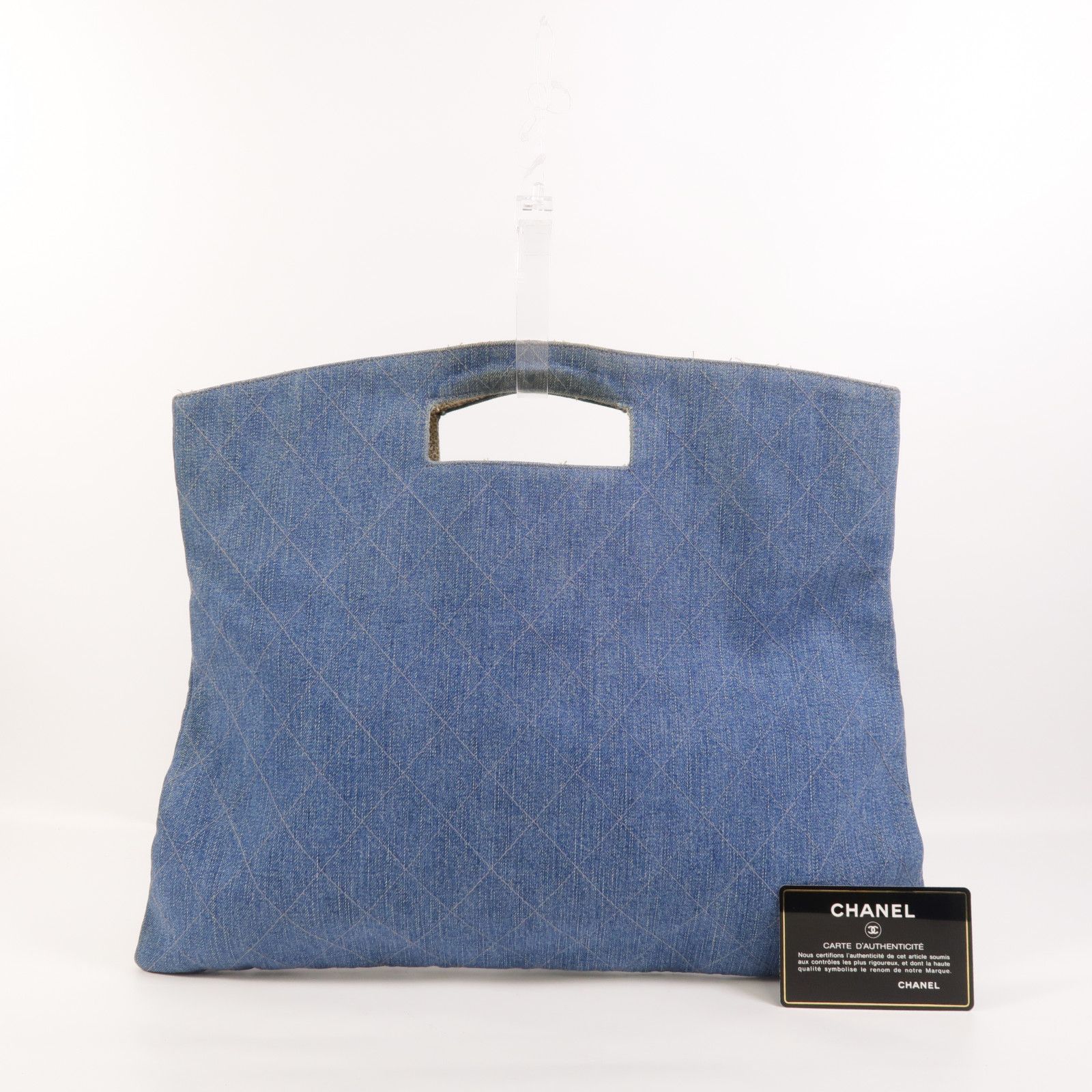 Denim Diamond Quilted Foldover Clutch — view 10