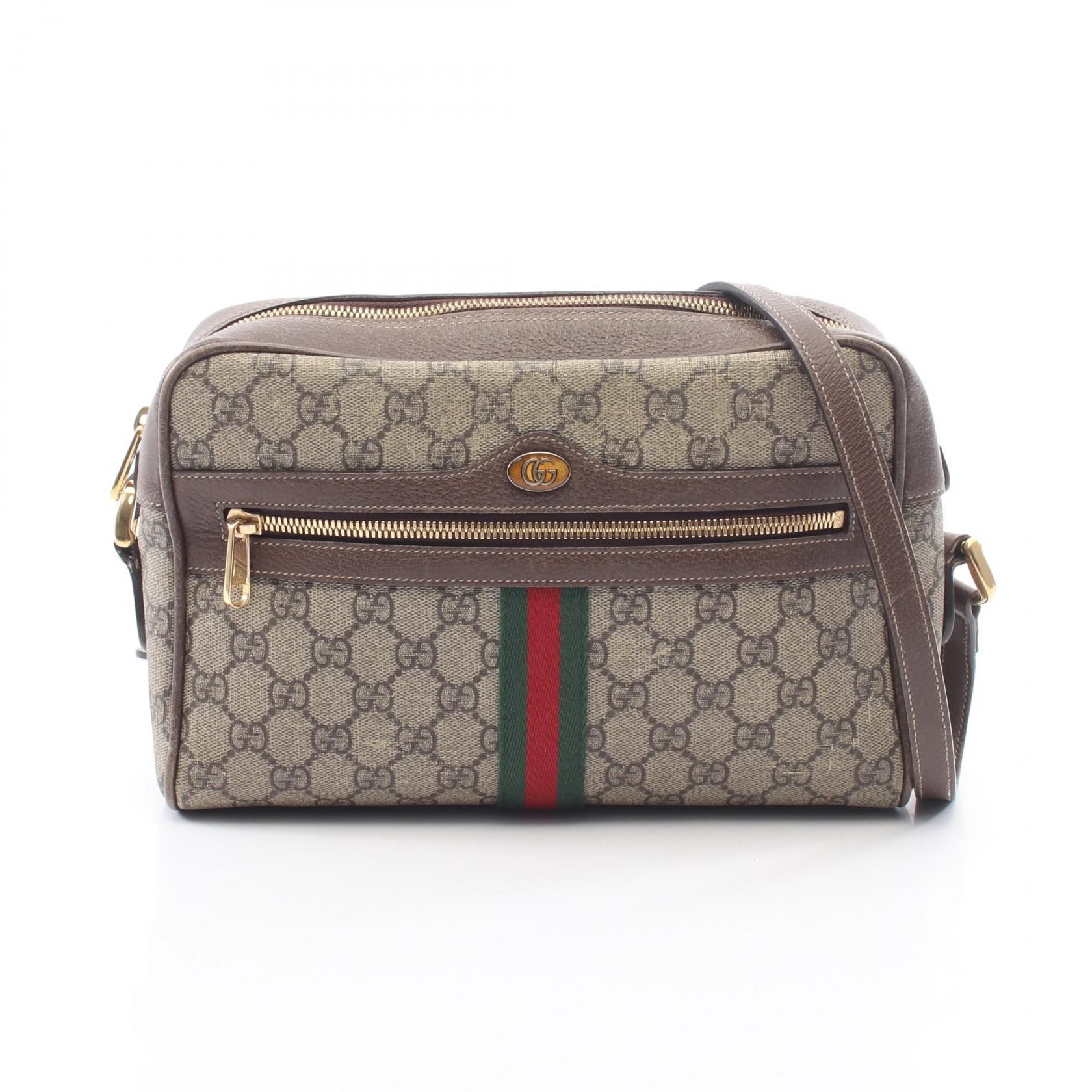 GG Supreme Monogram Web Small Ophidia Shoulder Bag Brown