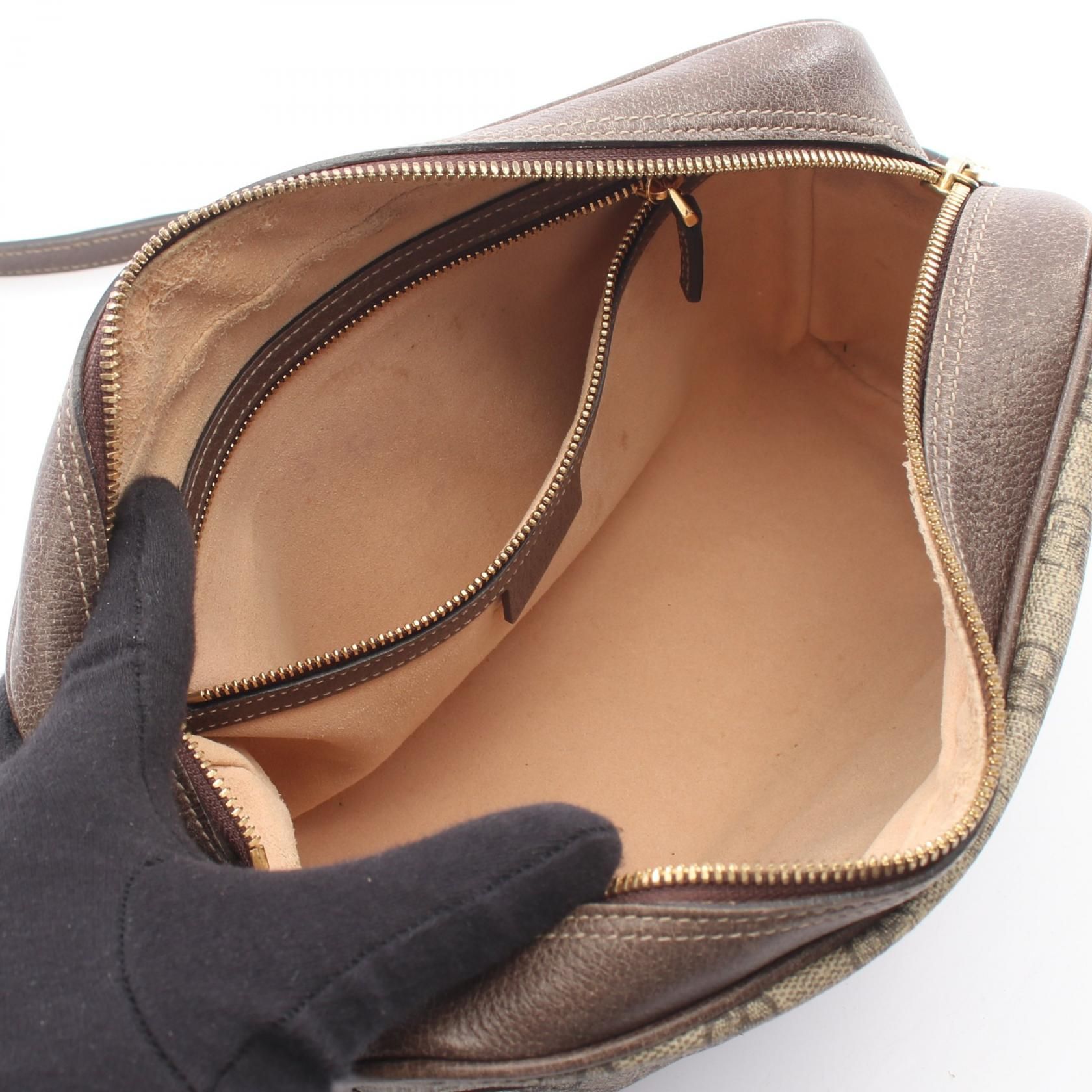 GG Supreme Monogram Web Small Ophidia Shoulder Bag Brown — view 3