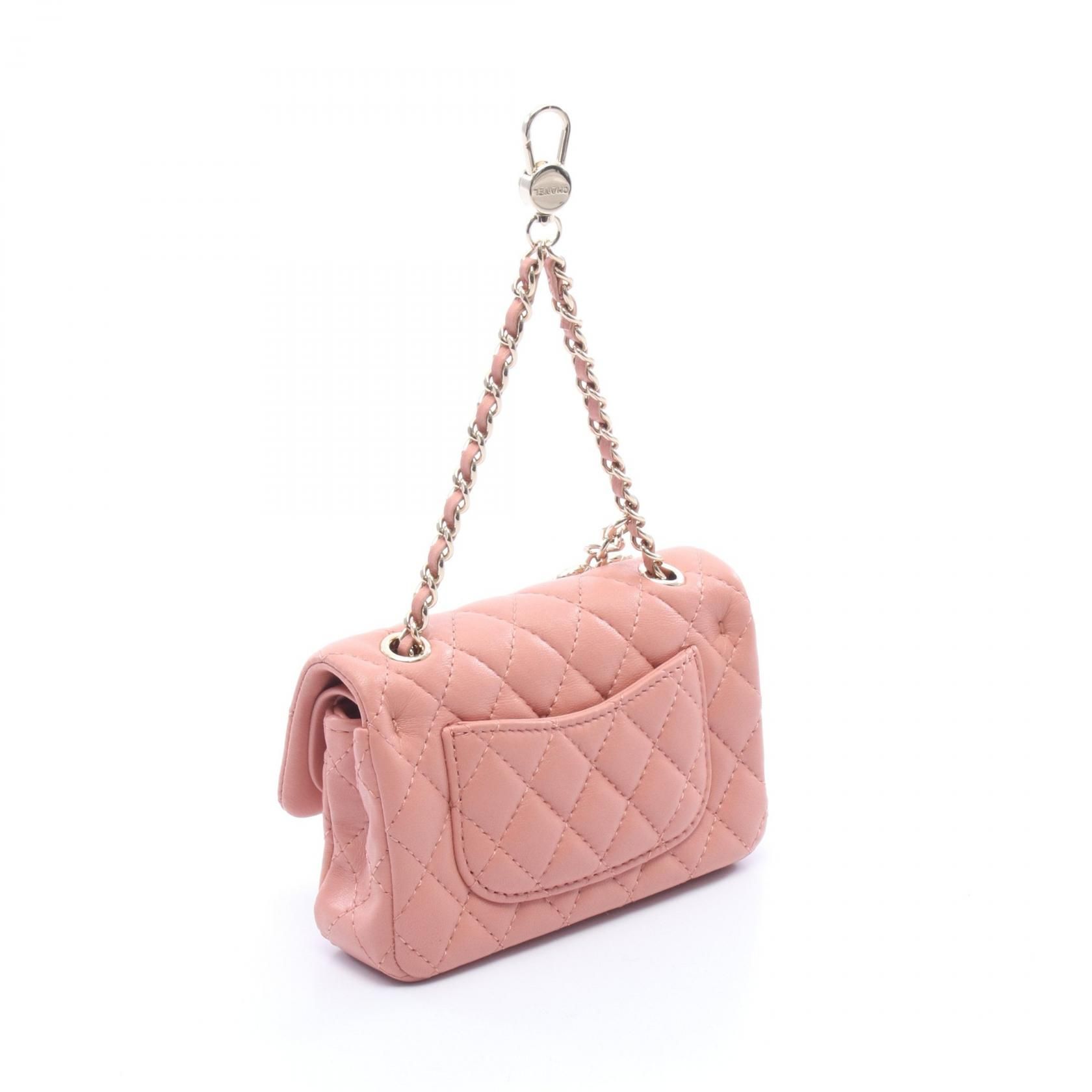 Lambskin Quilted Mini Flap Bag Charm with Hook — view 2