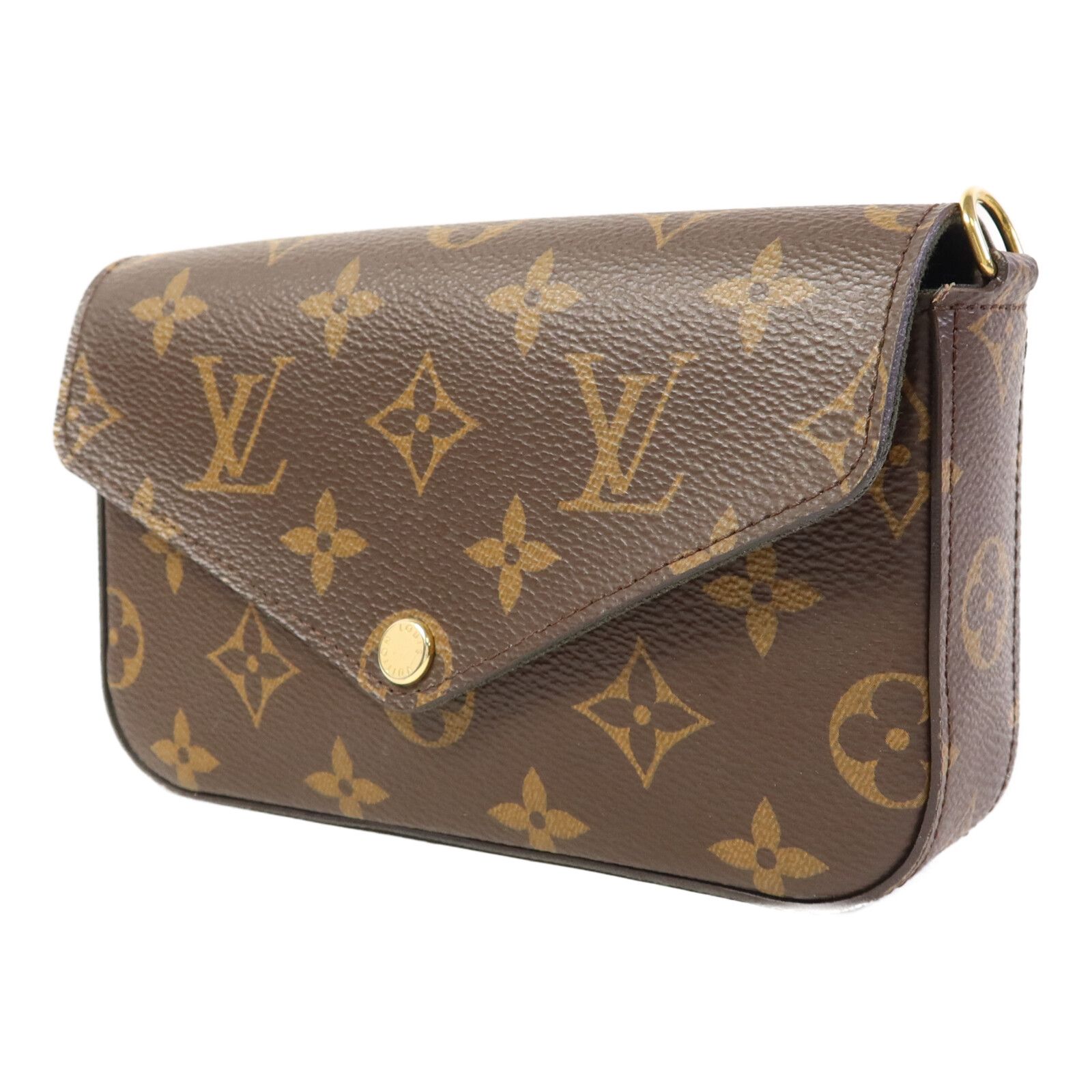 Monogram Felicie Strap & Go Gold Shoulder Bag Brown Green Brown/khaki Shoulder Bag M 80091 — view 3