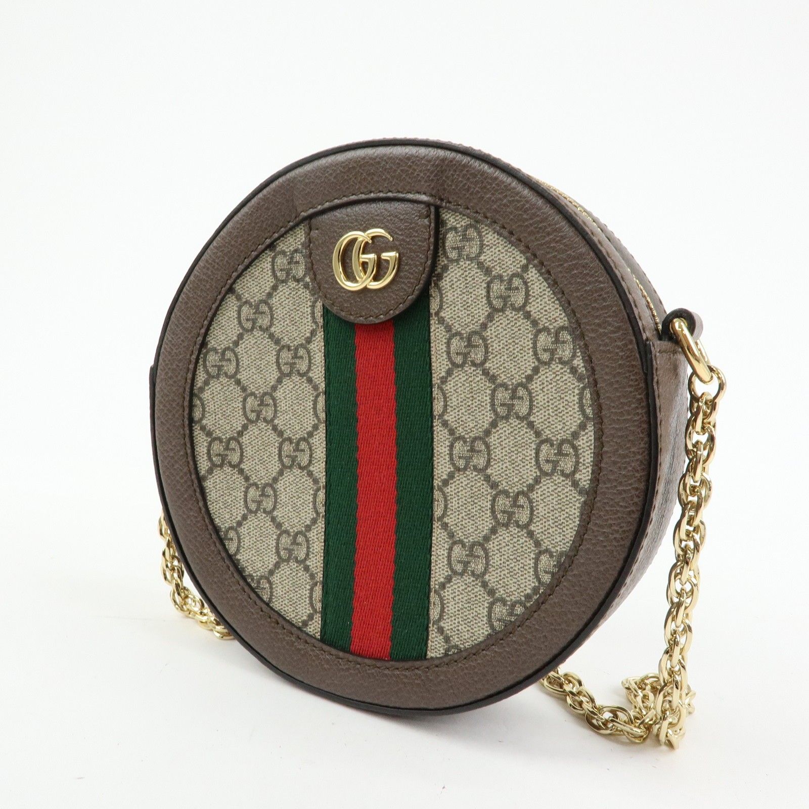 GG Suprerme Ophidia Round Mini Leather Shoulder Bag Beige 550618 — view 3