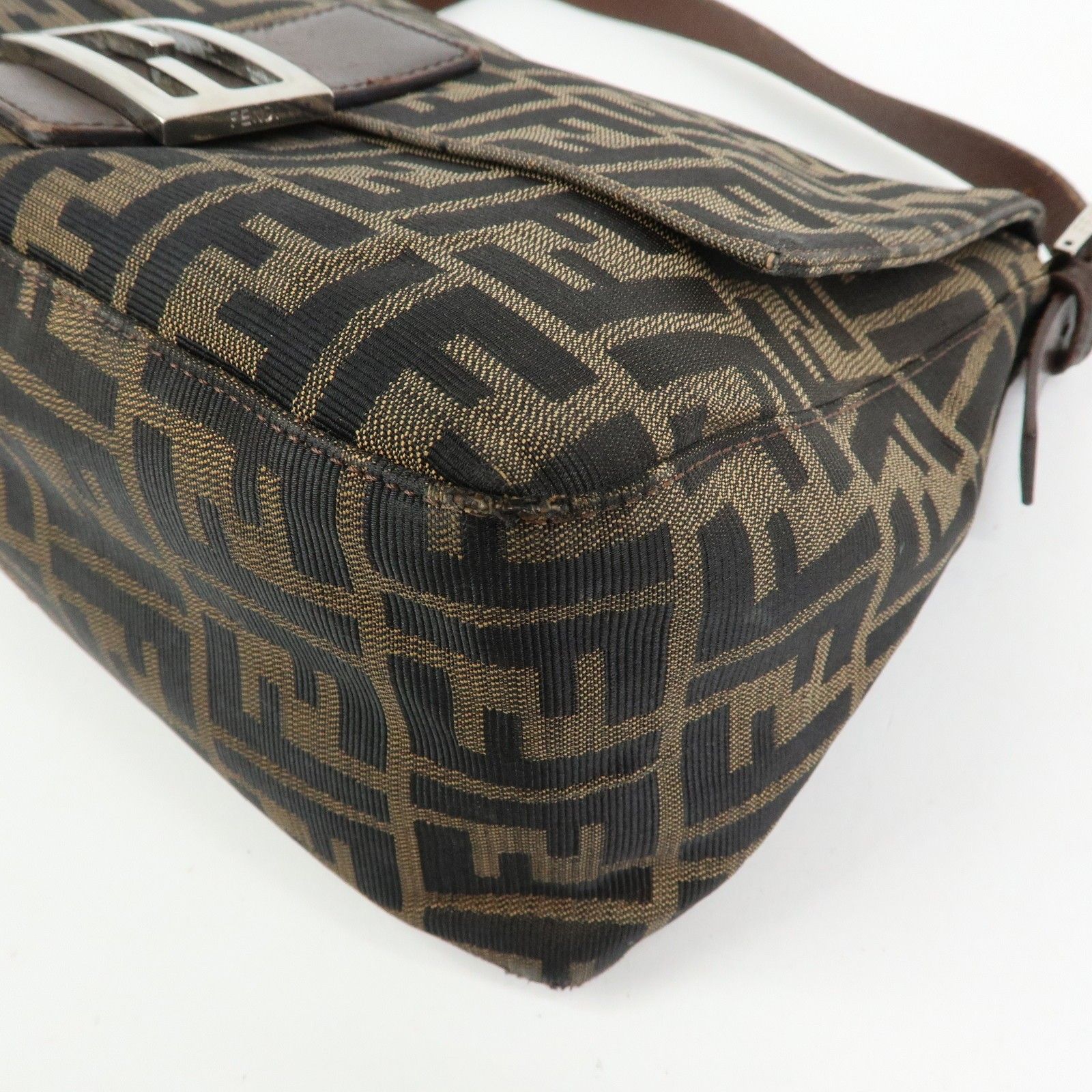 Zucca Mamma Baguette Canvas Leather Shoulder Bag Brown 26325 — view 12