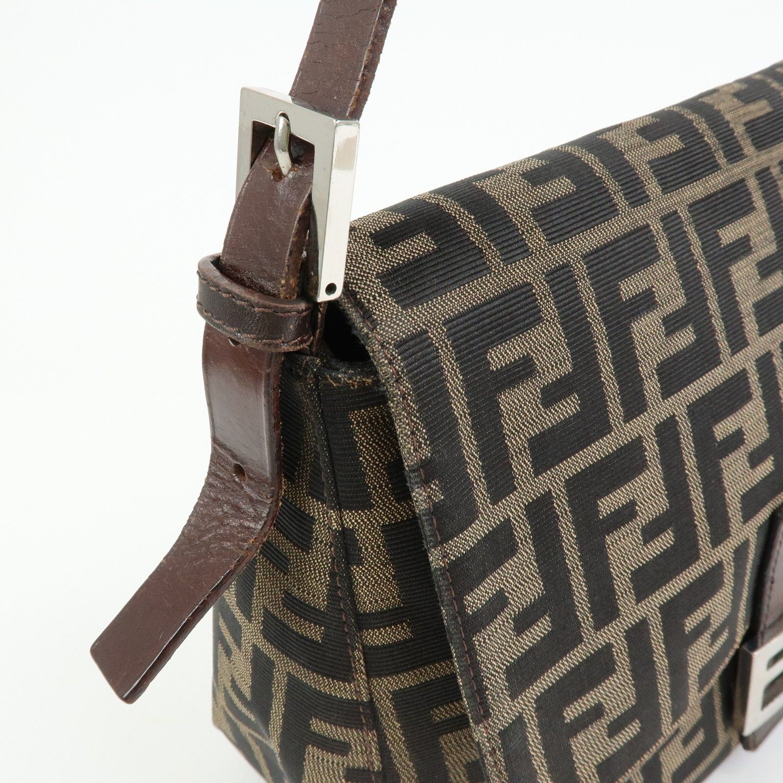 Zucca Mamma Baguette Canvas Leather Shoulder Bag Brown 26325 — view 16