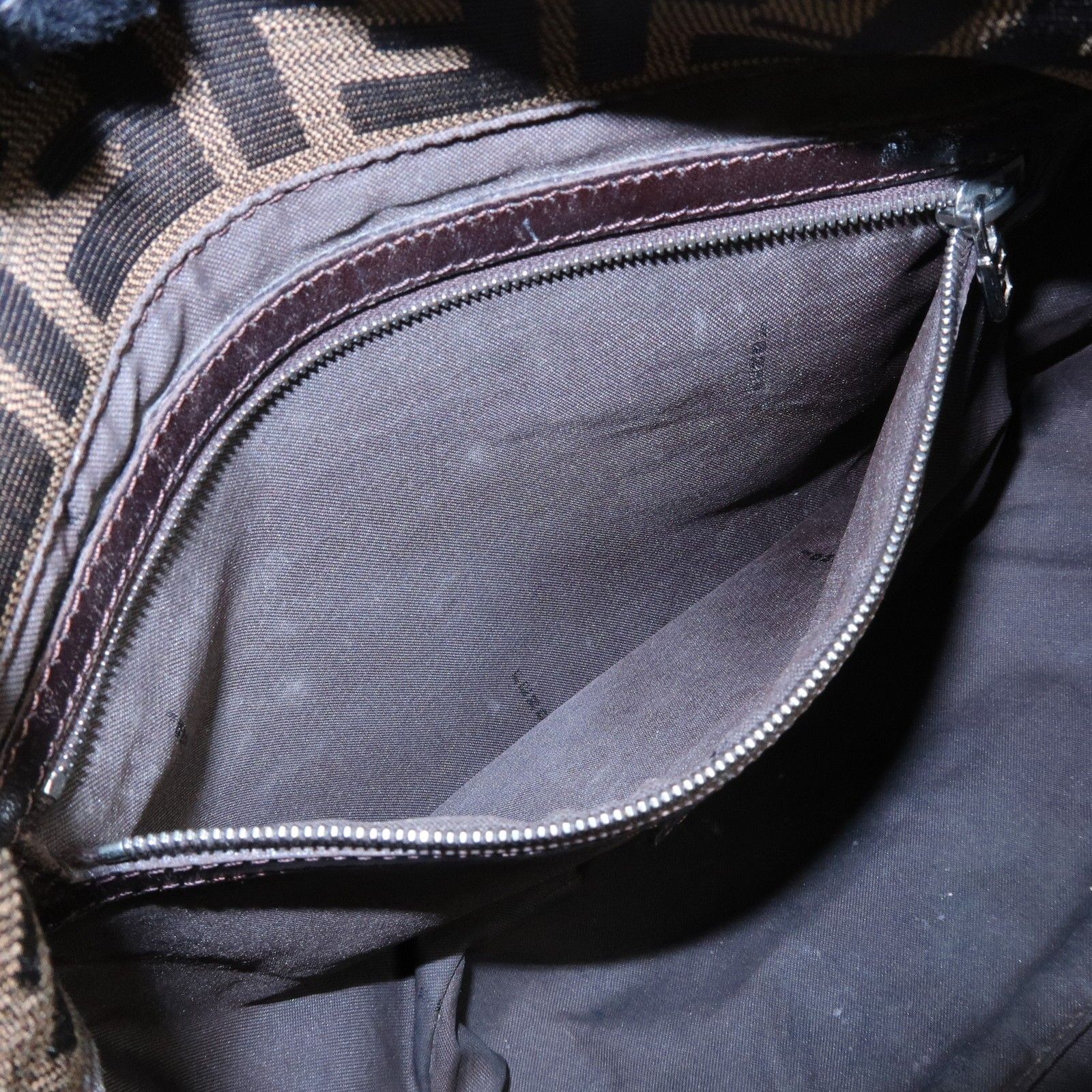 Zucca Mamma Baguette Canvas Leather Shoulder Bag Brown 26325 — view 20