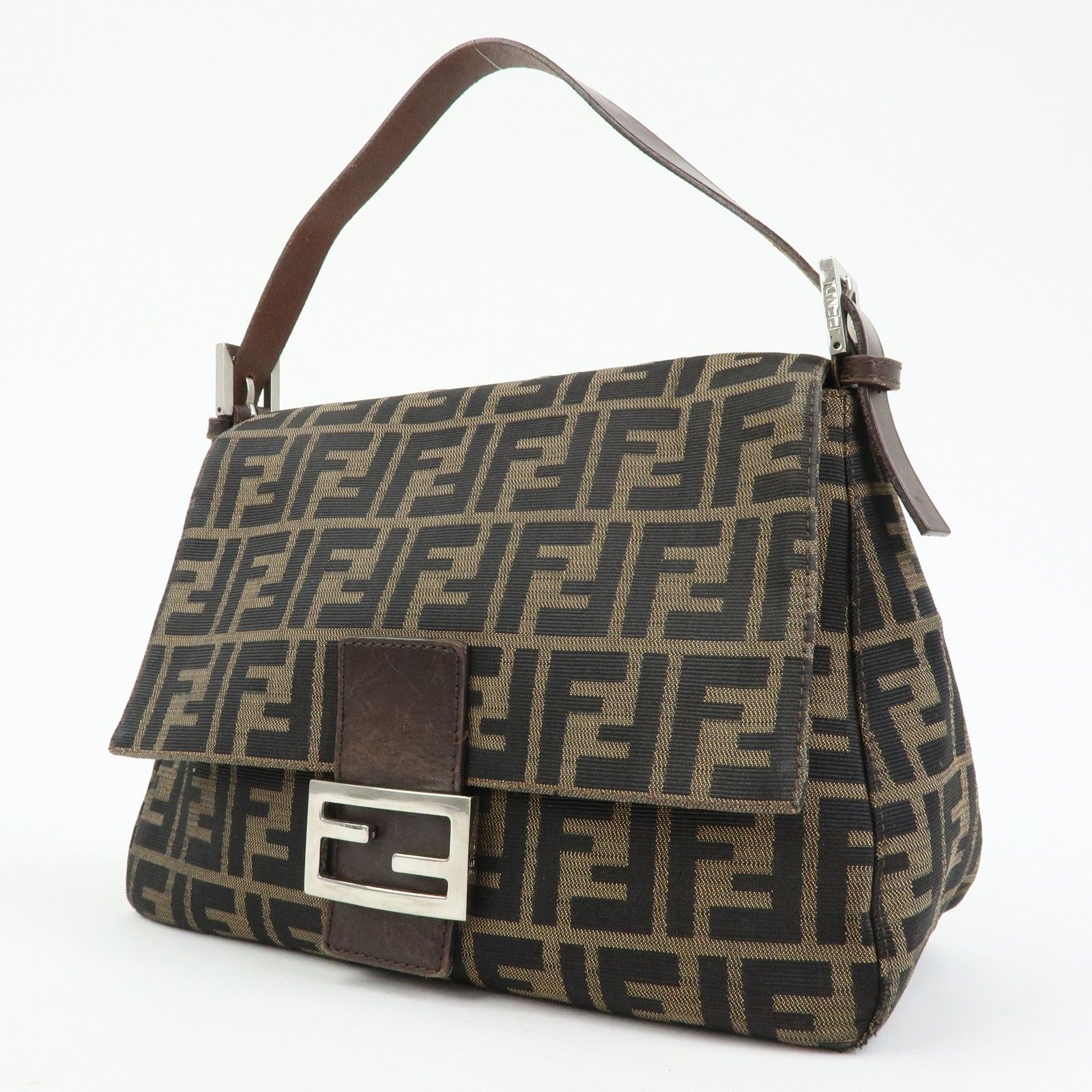 Zucca Mamma Baguette Canvas Leather Shoulder Bag Brown 26325 — view 3