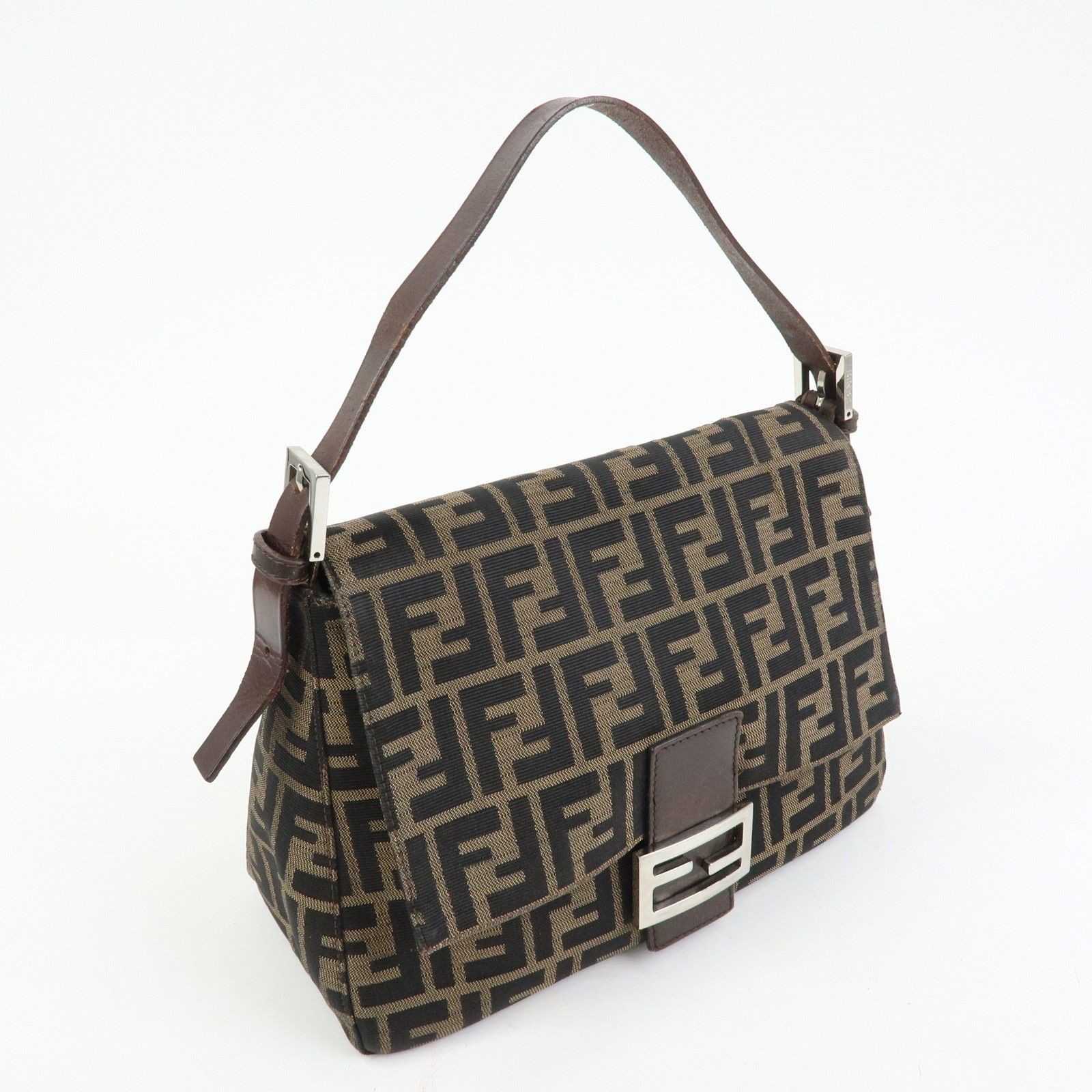 Zucca Mamma Baguette Canvas Leather Shoulder Bag Brown 26325 — view 4