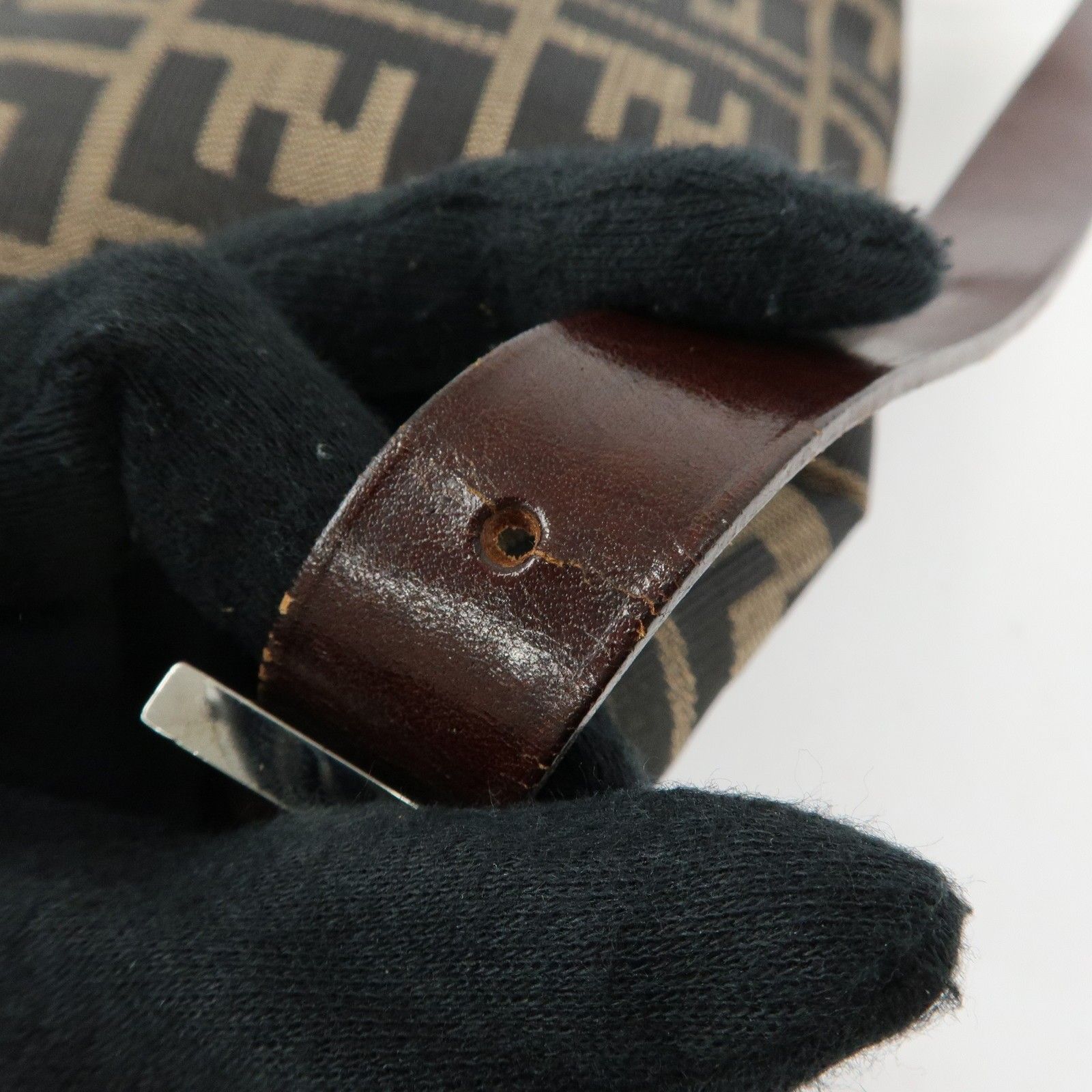 Zucca Mamma Baguette Canvas Leather Shoulder Bag Brown 26325 — view 8