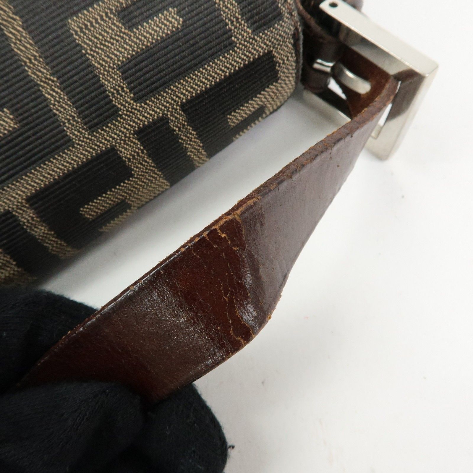 Zucca Mamma Baguette Canvas Leather Shoulder Bag Brown 26325 — view 9