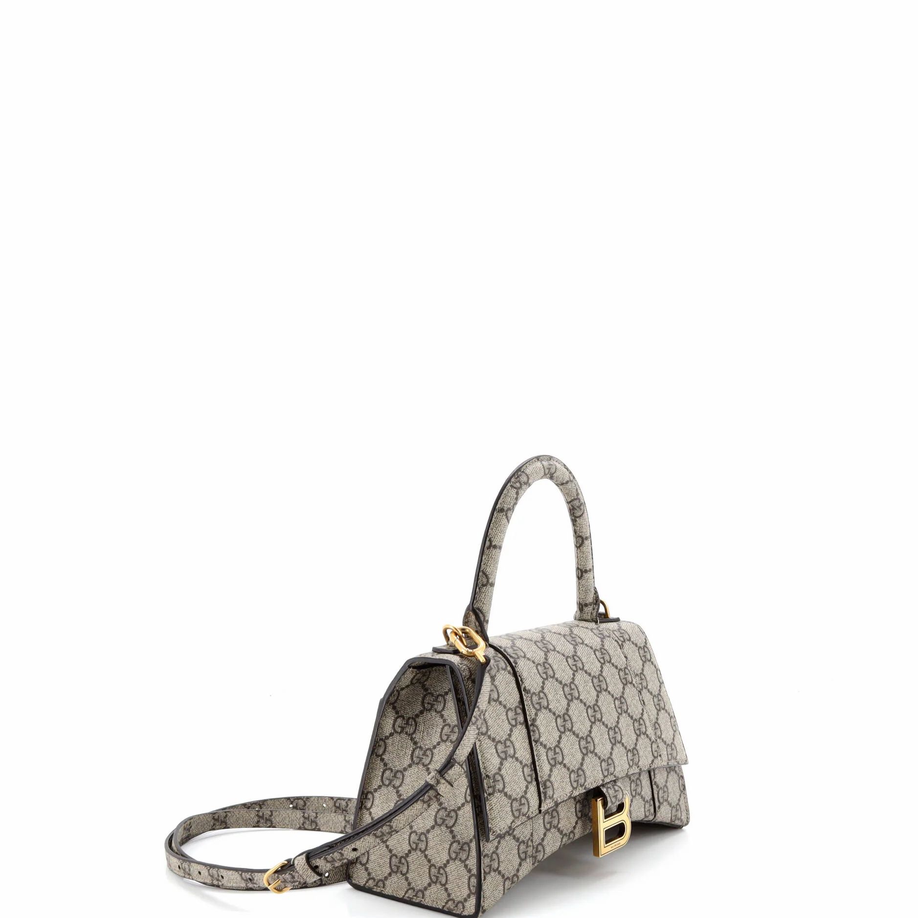 X Balenciaga The Hacker Project Hourglass Top Handle Bag Gg Coated Canvas Small — view 2
