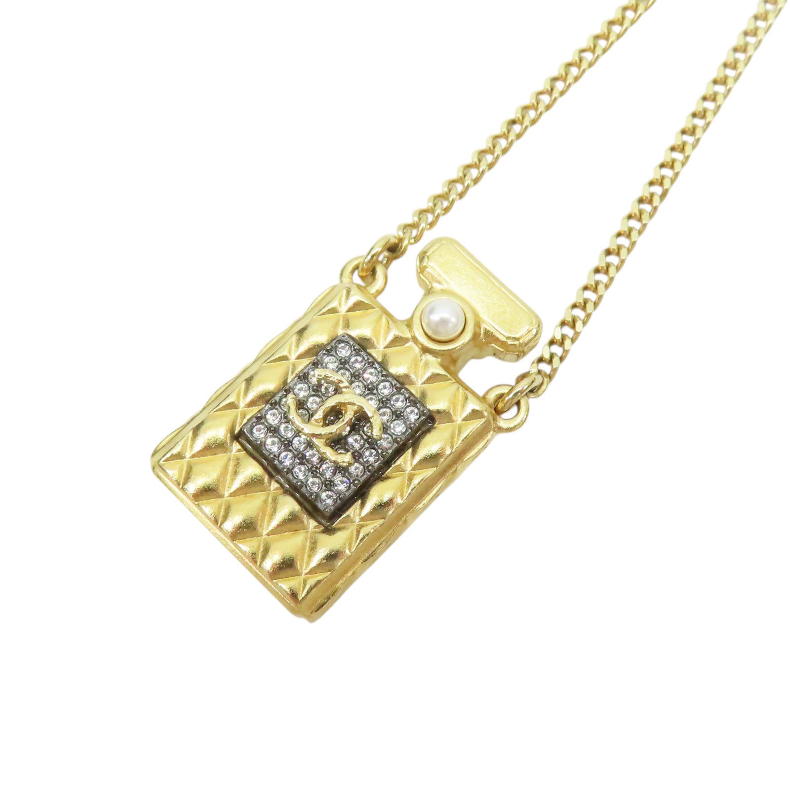 Crystal Pearl Perfume Bottle CC Necklace A20 — view 2
