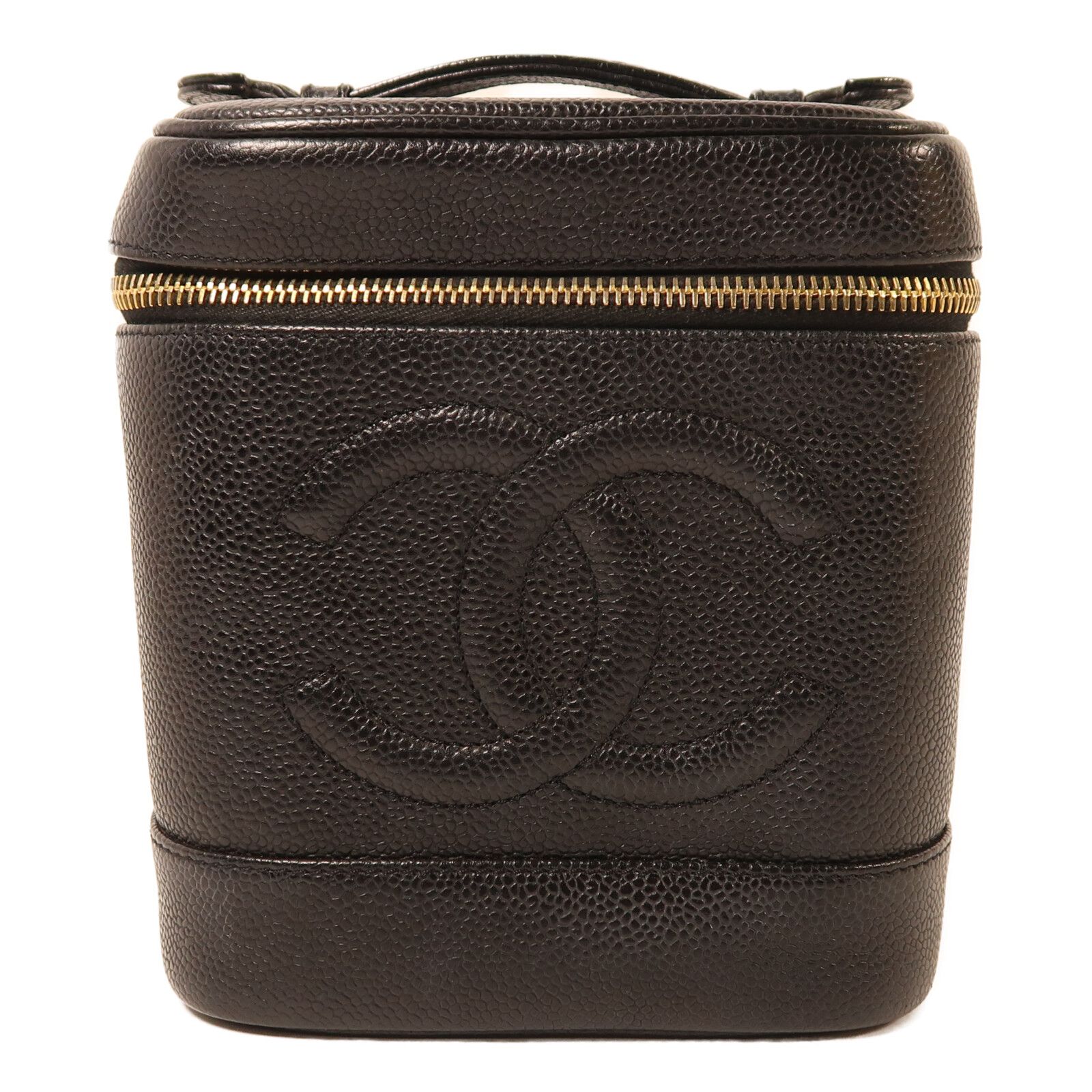 Black Cowhide Leather Vanity Case Kinsaku Handmade Bag Calfskin (cowhide)