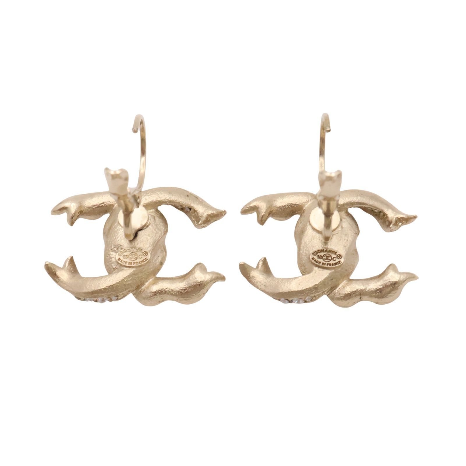 Crystal CC Logo Ribbon Pierced Earrings — view 2