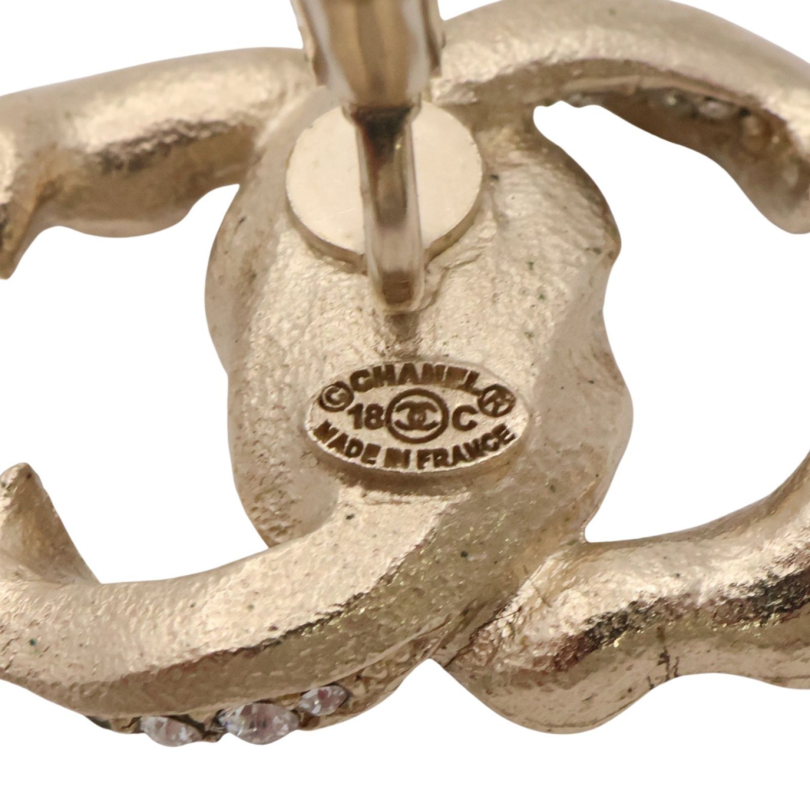 Crystal CC Logo Ribbon Pierced Earrings — view 3