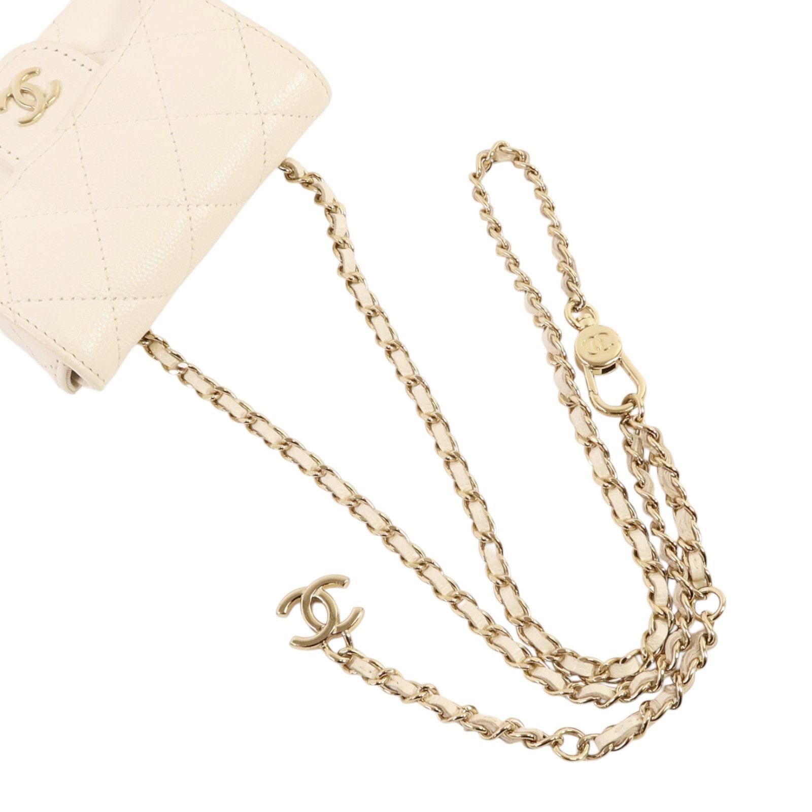 White Caviar Leather Micro Belt Bag — view 8