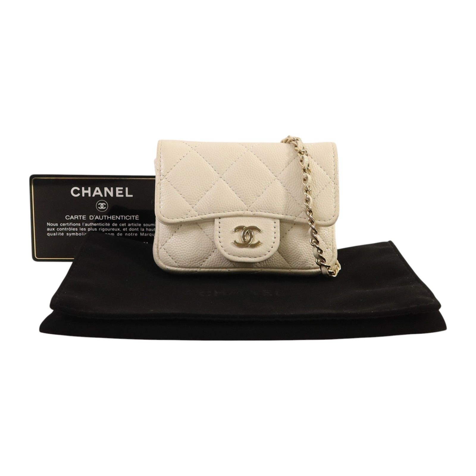 White Caviar Leather Micro Belt Bag — view 10
