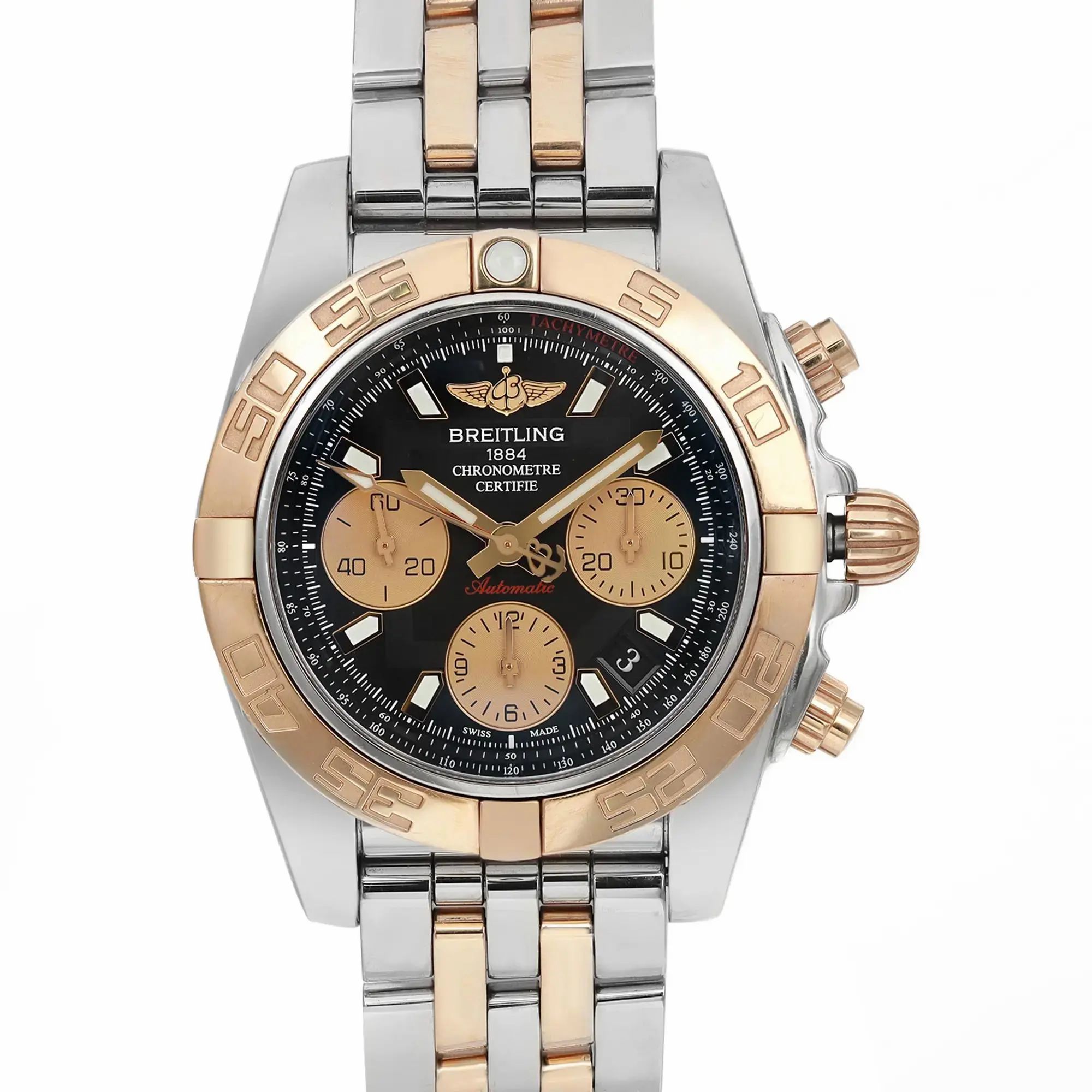 Chronomat 41 18K Rose Gold Steel Black Dial Watch CB014012/BA53-378C — view 2
