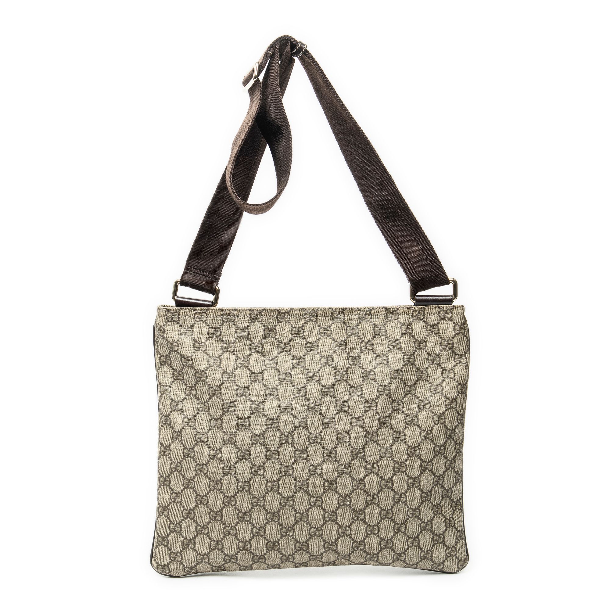 Large Square Zip Messenger Beige Supreme Coated Canvas Gold — view 5