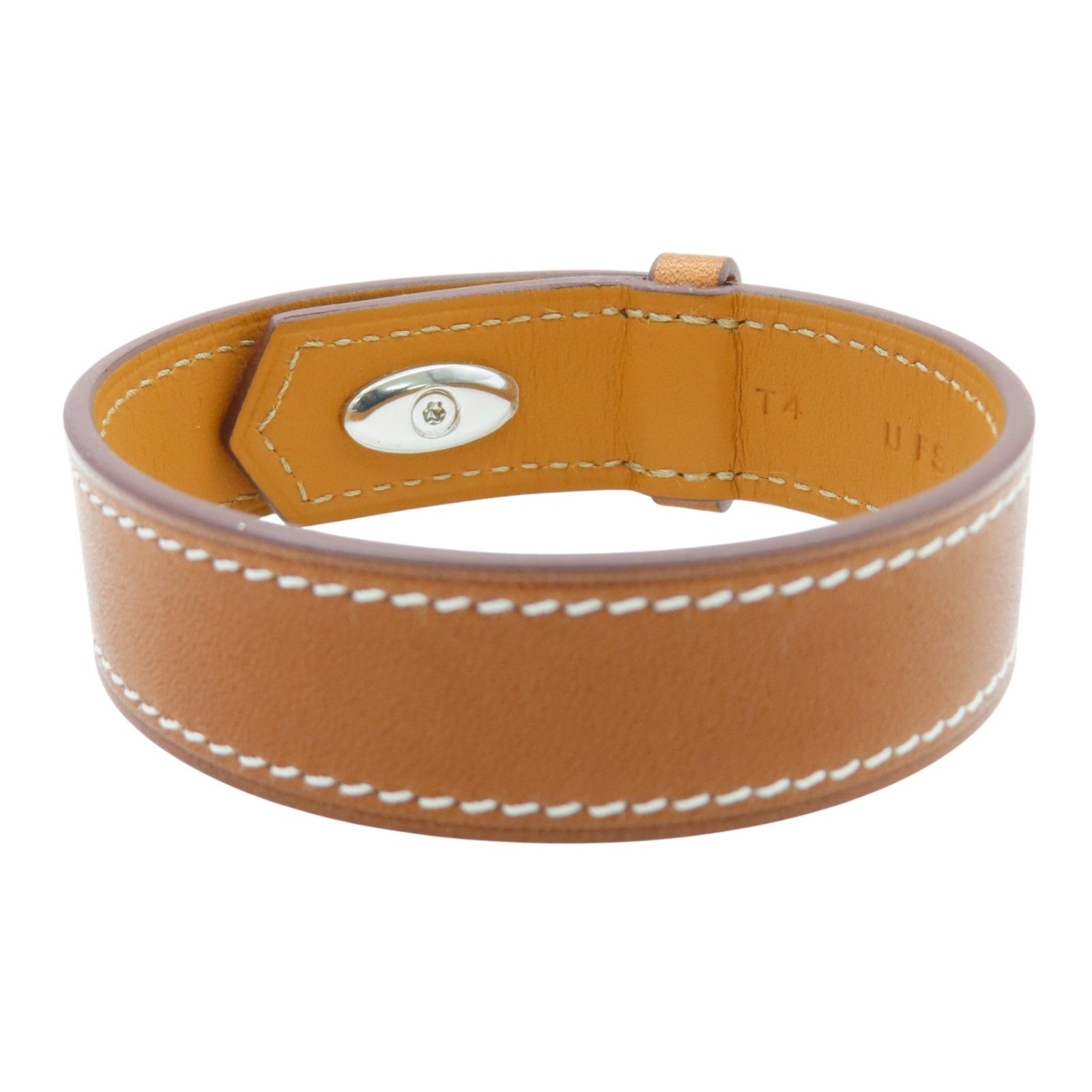 Panache Bracelet Tadelakt Leather Brown T Stamp — view 2
