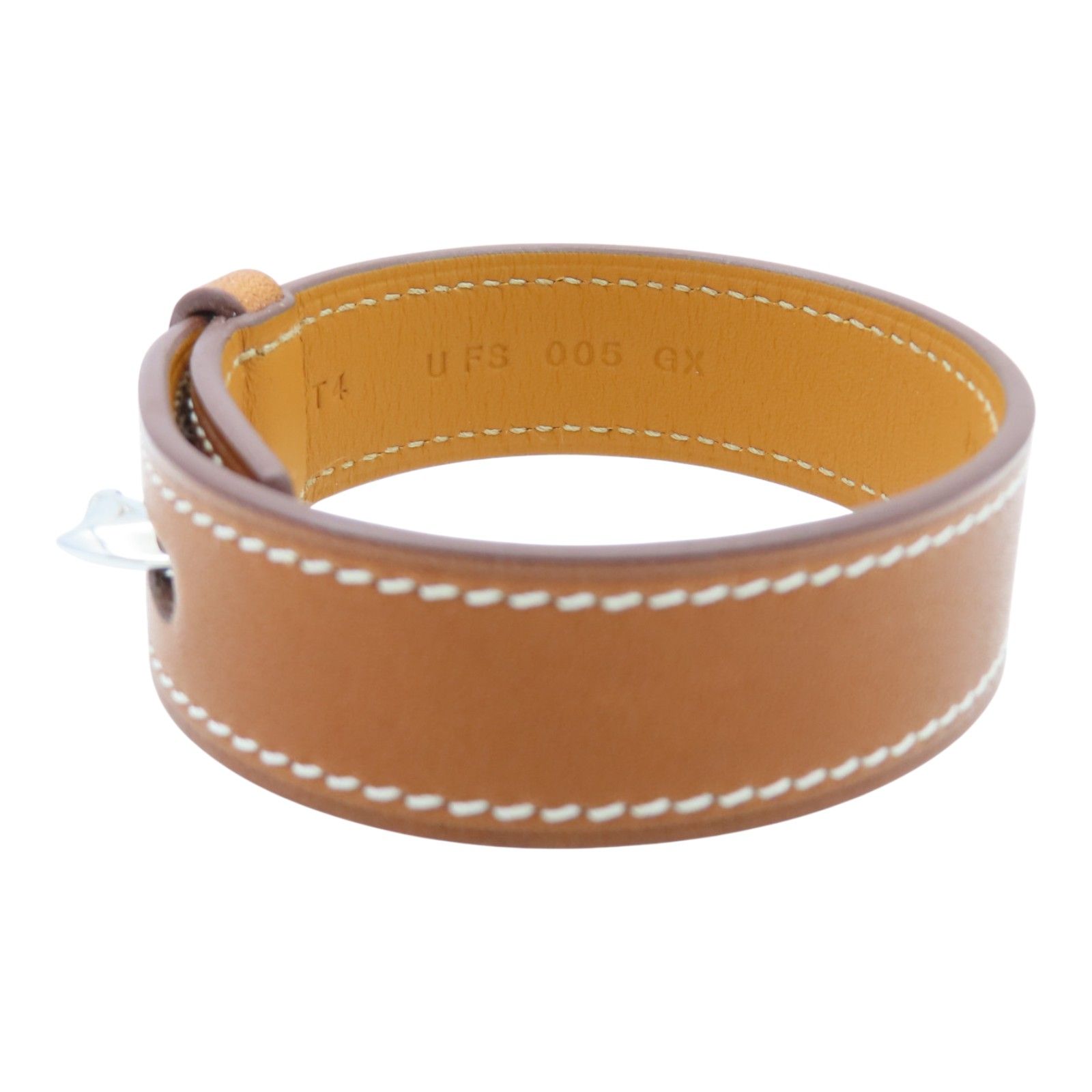 Panache Bracelet Tadelakt Leather Brown T Stamp — view 4