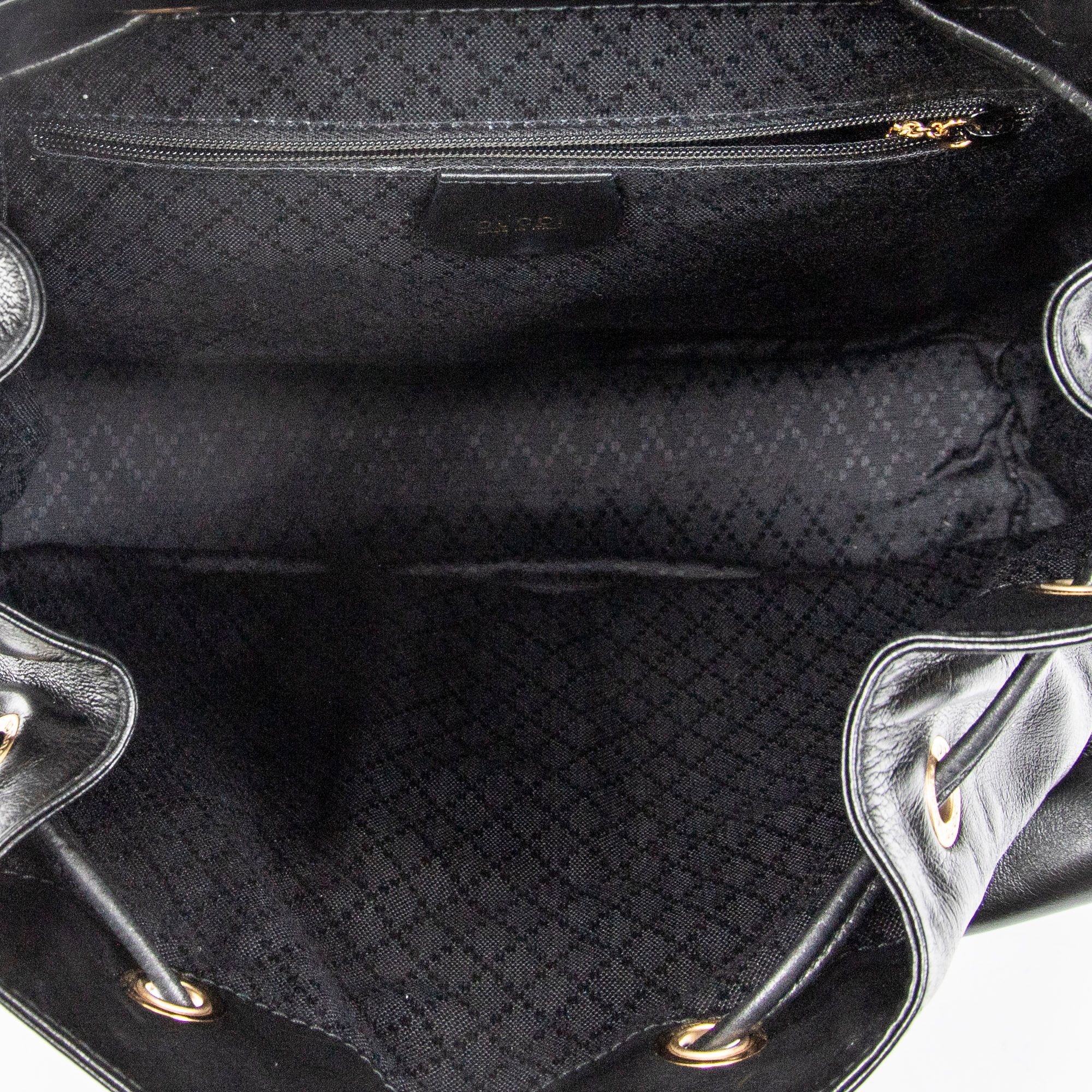 Large Bamboo Backpack Black Calfskin Leather Gold — view 9
