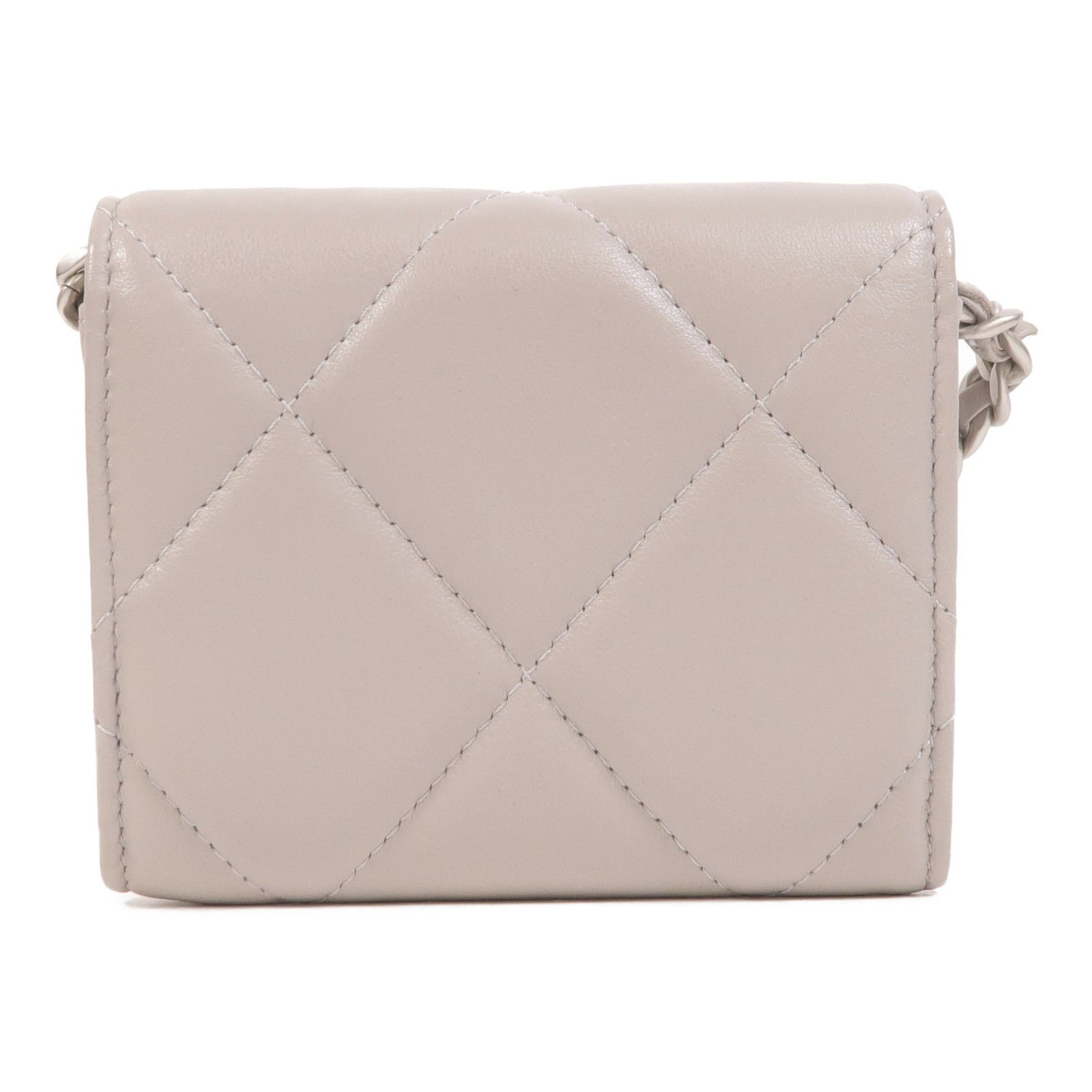 Gray Lambskin 19 Mini Wallet On Chain w/GHW Box-Dustbag — view 2