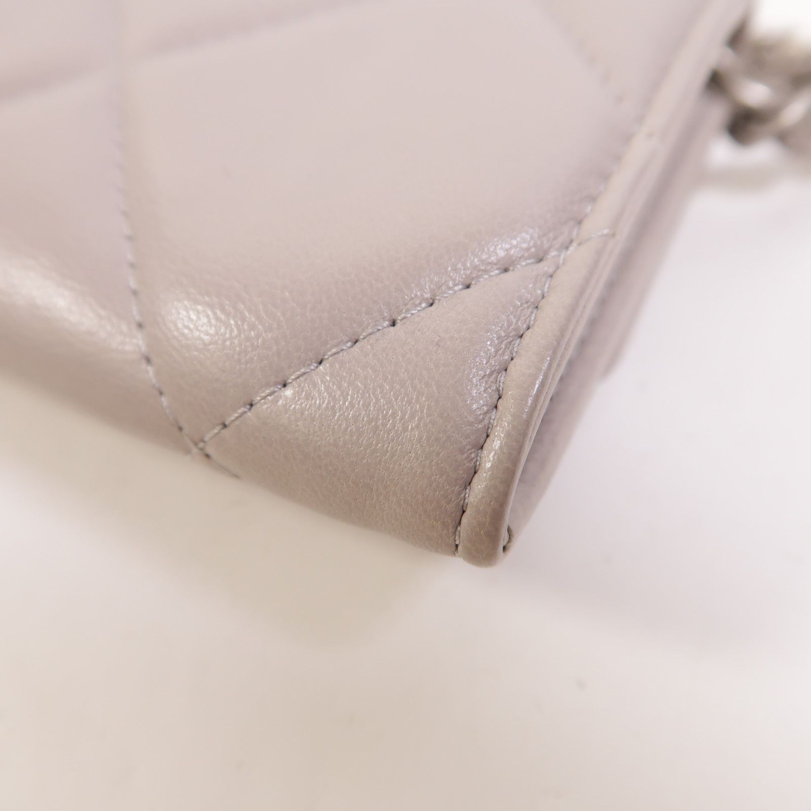 Gray Lambskin 19 Mini Wallet On Chain w/GHW Box-Dustbag — view 13