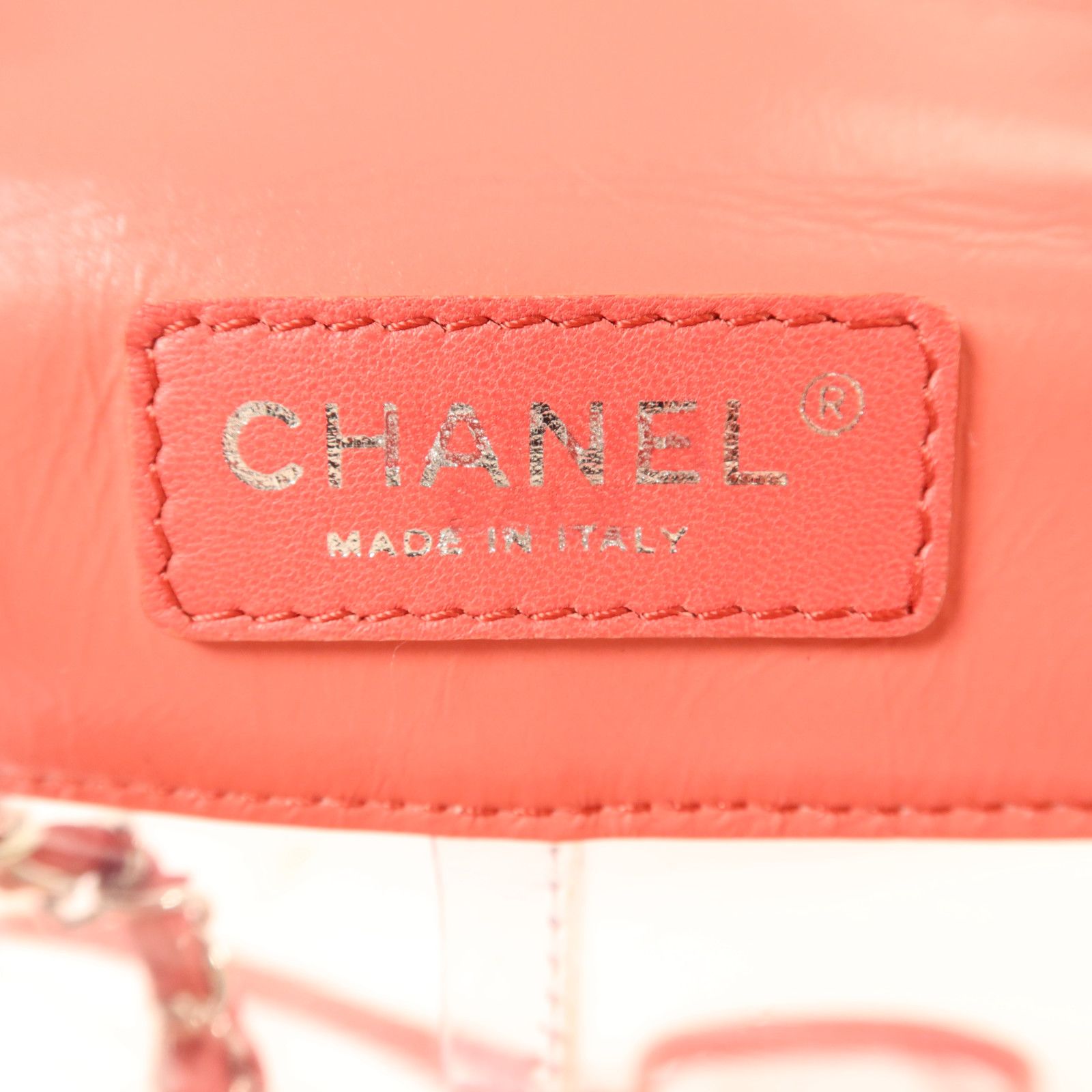 Pink Quilted Crumpled Leather and PVC Vanity Flap — view 7