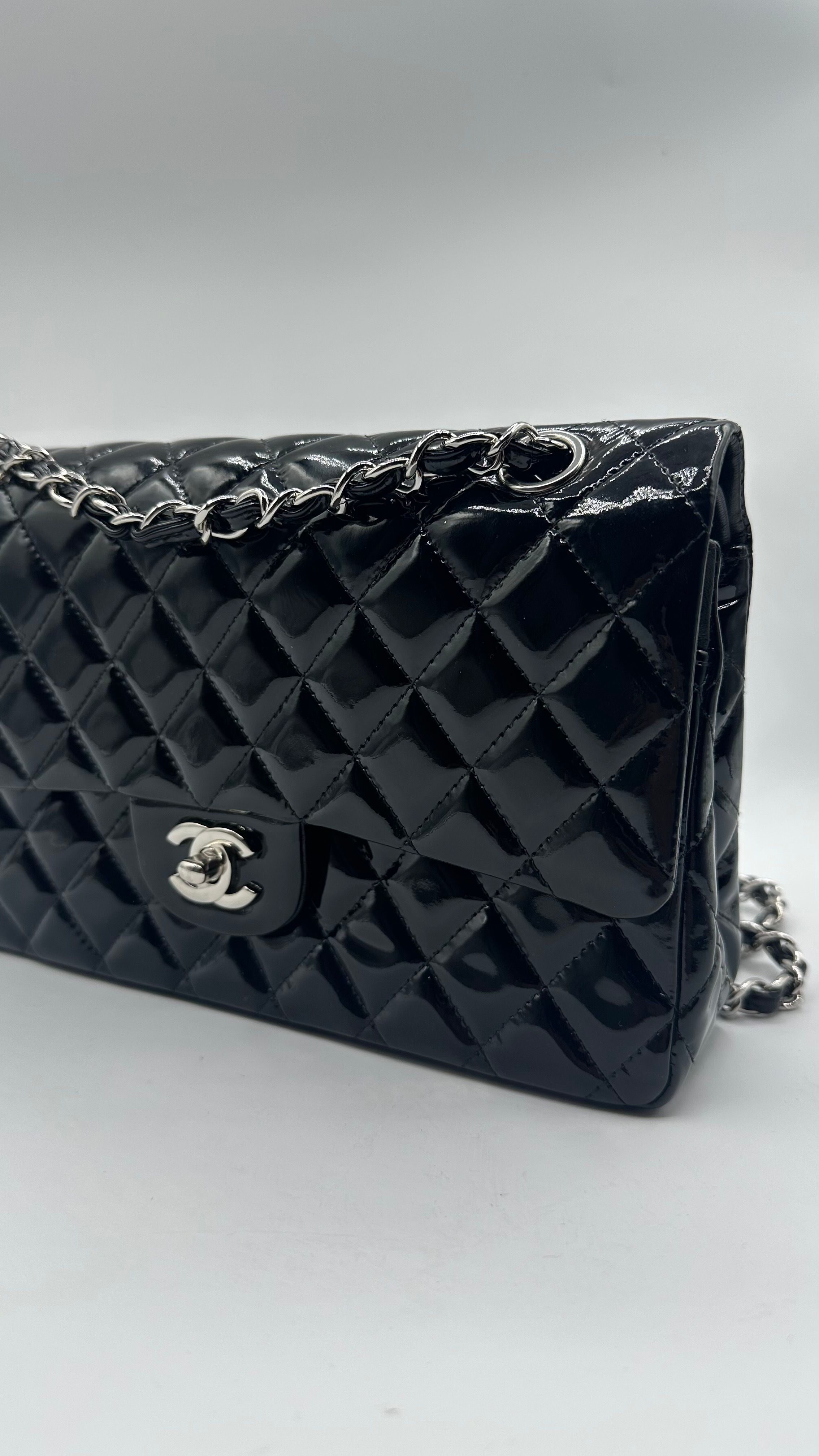 Medium Classic Double Flap, Patent Calf Quilted — view 2