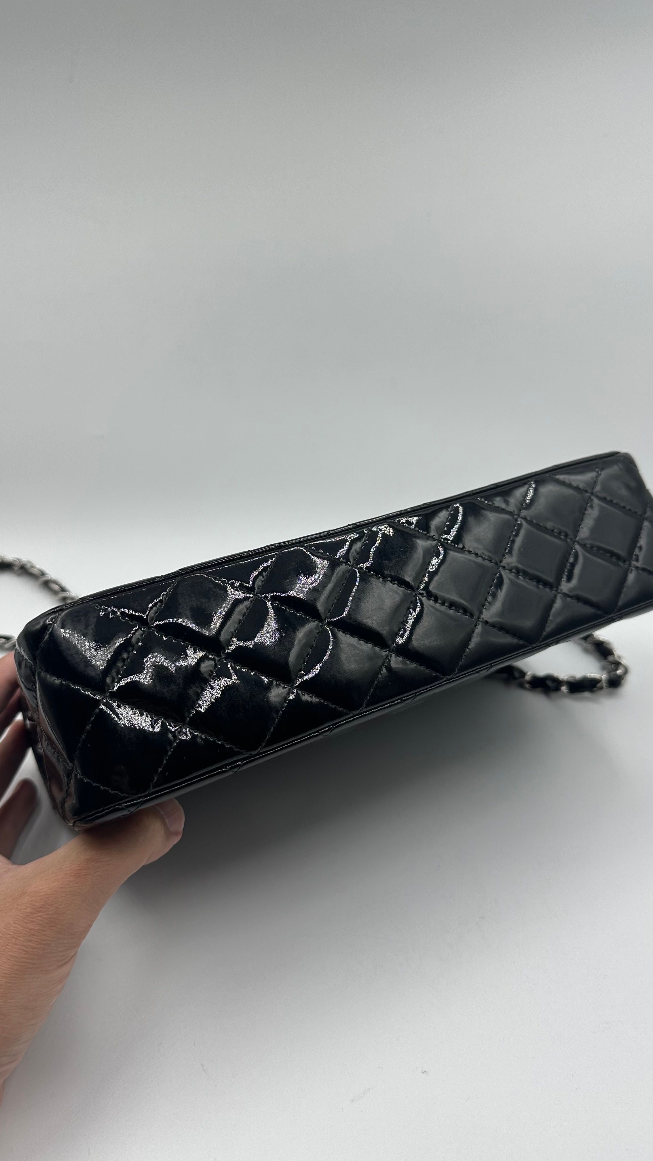 Medium Classic Double Flap, Patent Calf Quilted — view 3